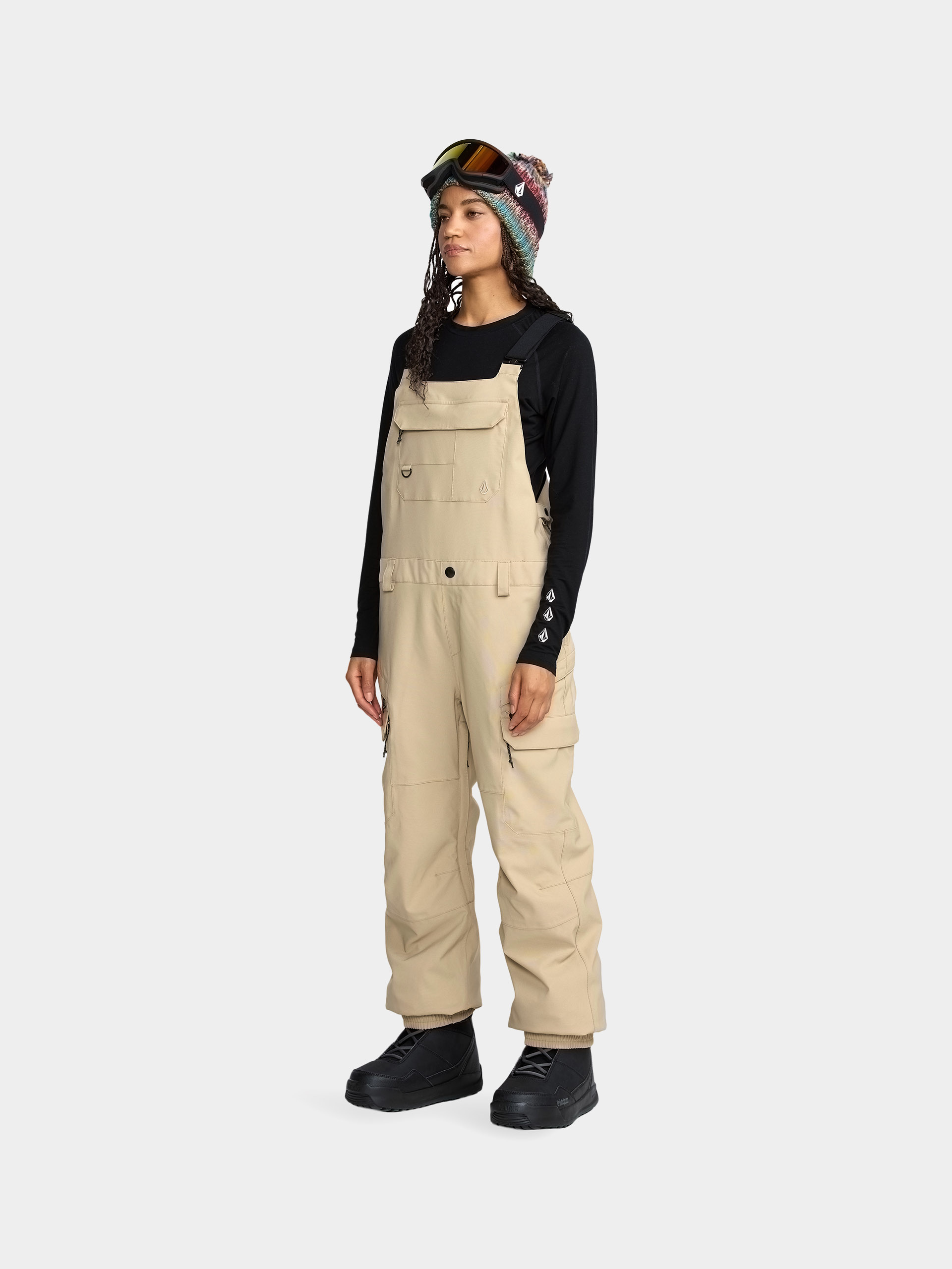 Жіночі Сноубордичні штани Volcom Creston 3D Stretch Bib Overall (oatmeal)