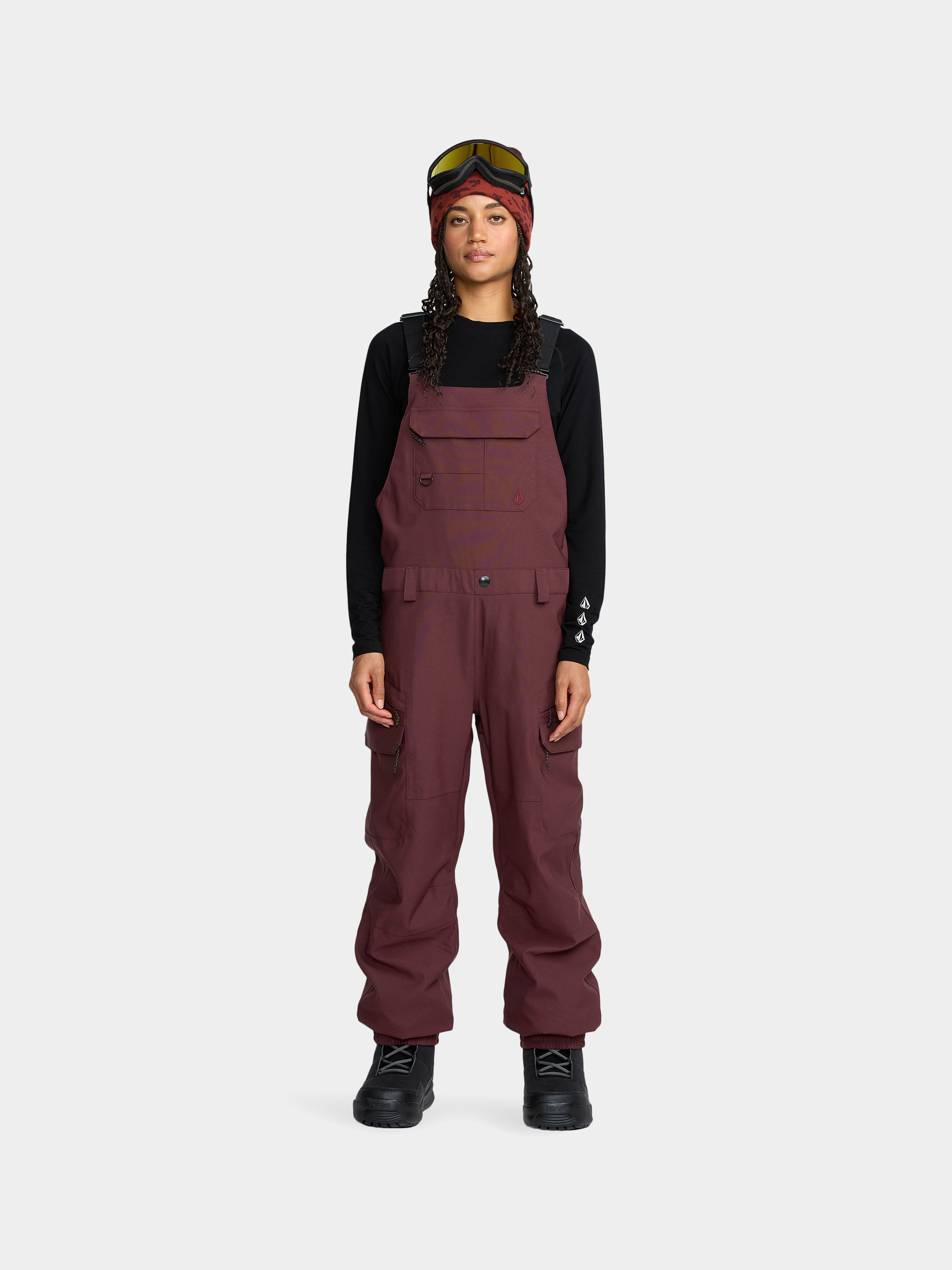 Жіночі Сноубордичні штани Volcom Creston 3D Stretch Bib Overall (oxblood)