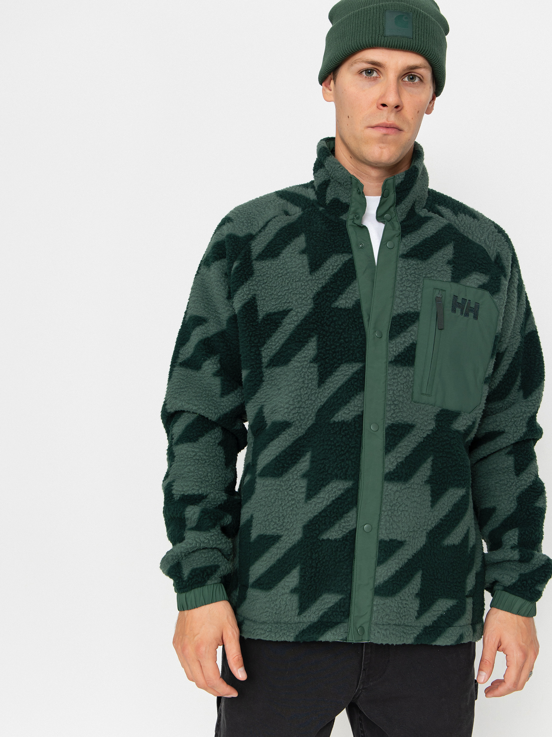 Флісовий светр Helly Hansen Panorama Printed Pile Snap (jungle green houndstooth a)