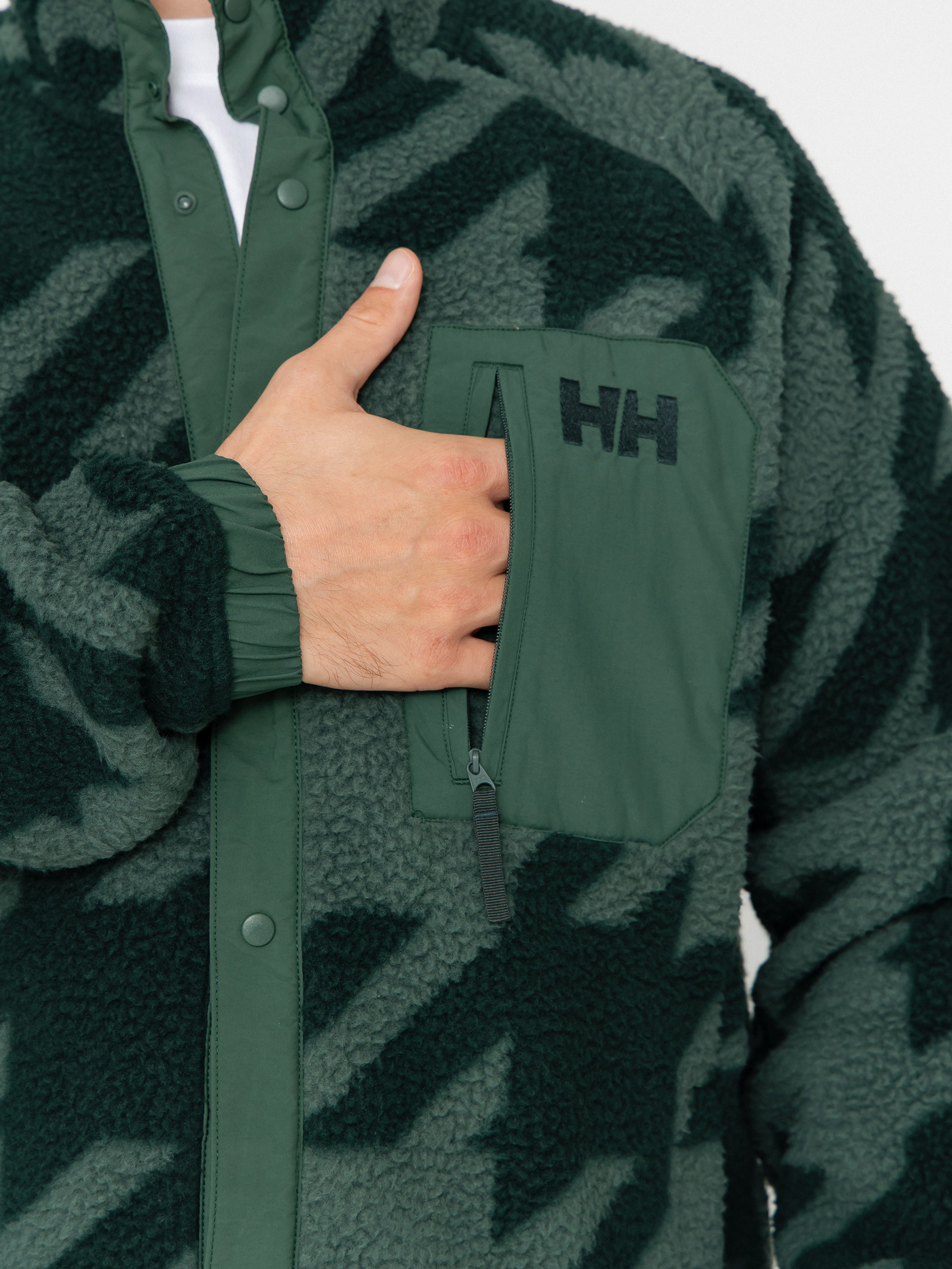 Чоловічий Флісовий светр Helly Hansen Panorama Printed Pile Snap (jungle green houndstooth a)