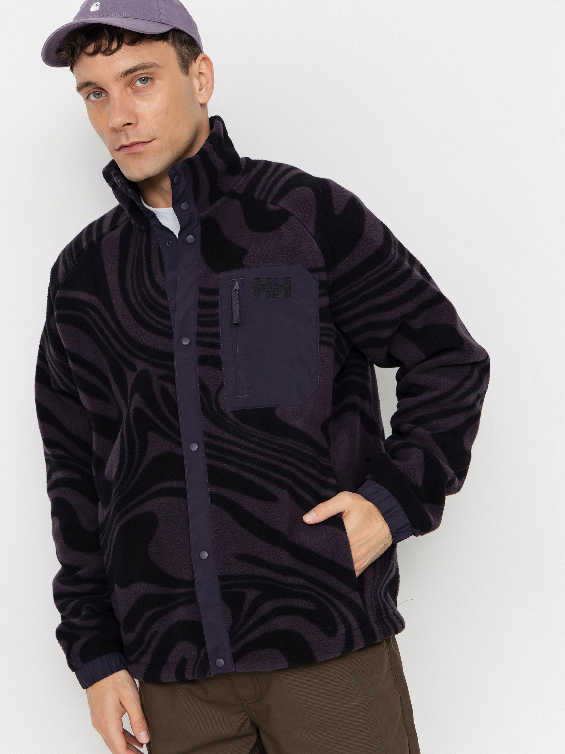 Флісовий светр Helly Hansen Panorama Printed Pile Snap (black grape swirl aop)