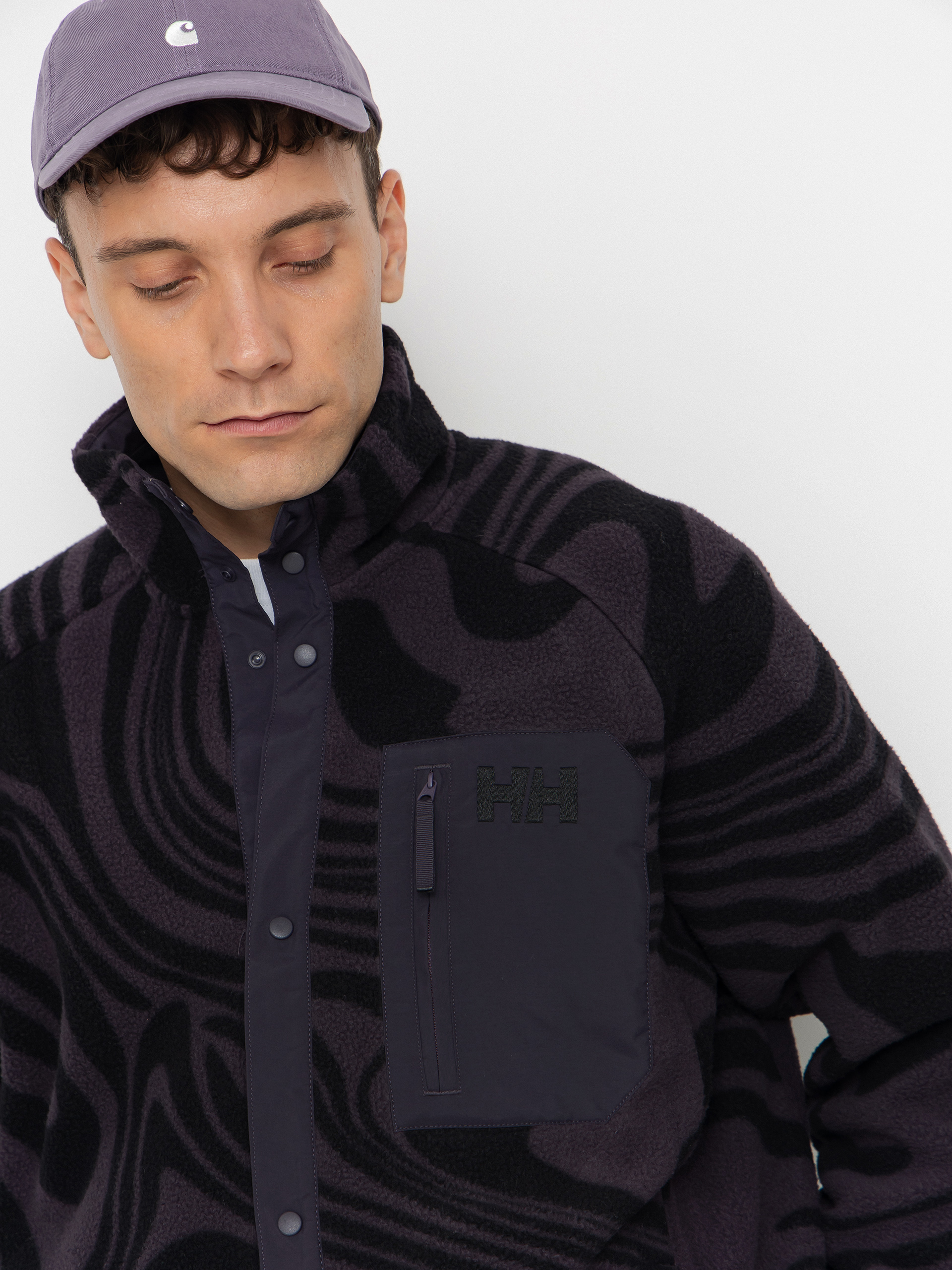Чоловічий Флісовий светр Helly Hansen Panorama Printed Pile Snap (black grape swirl aop)