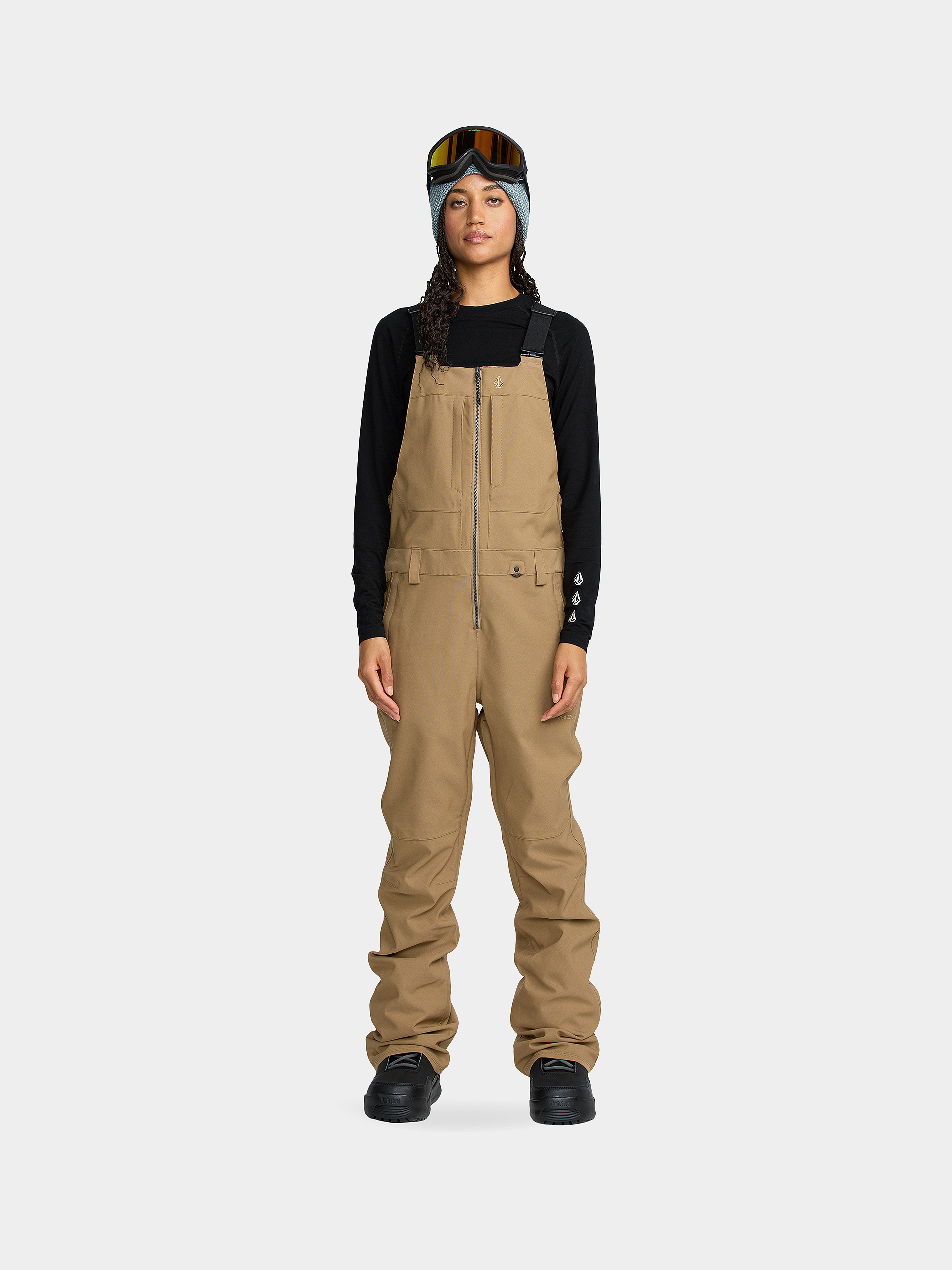VOLCOM SWIFT BIB OVERALL SAND ベージュ Сноубордичні штани Volcom Swift Bib Overall Wmn - бежевий (sand)