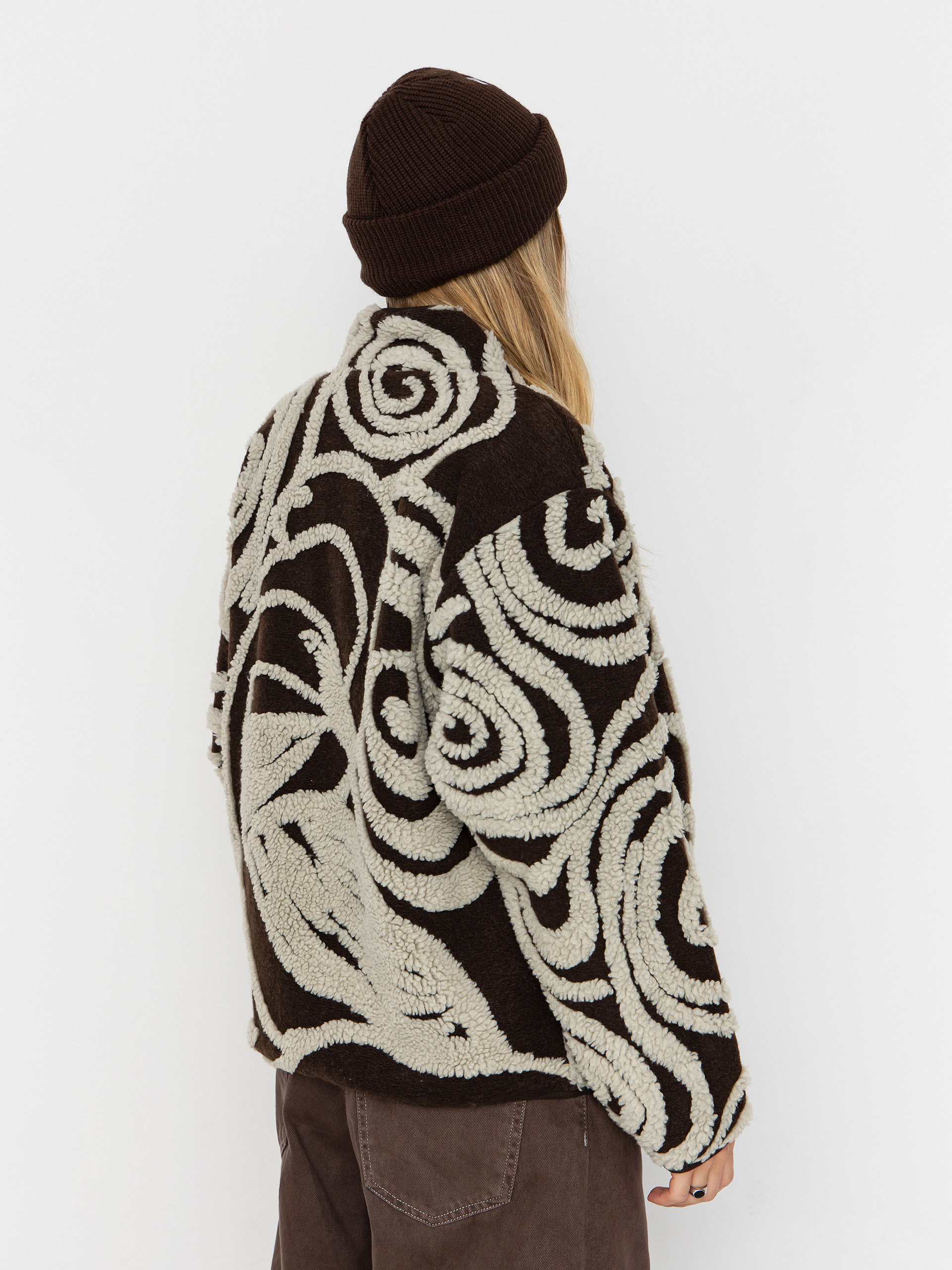 Жіночий Флісовий светр OBEY Swirls Jacquard Zip (brown multi)