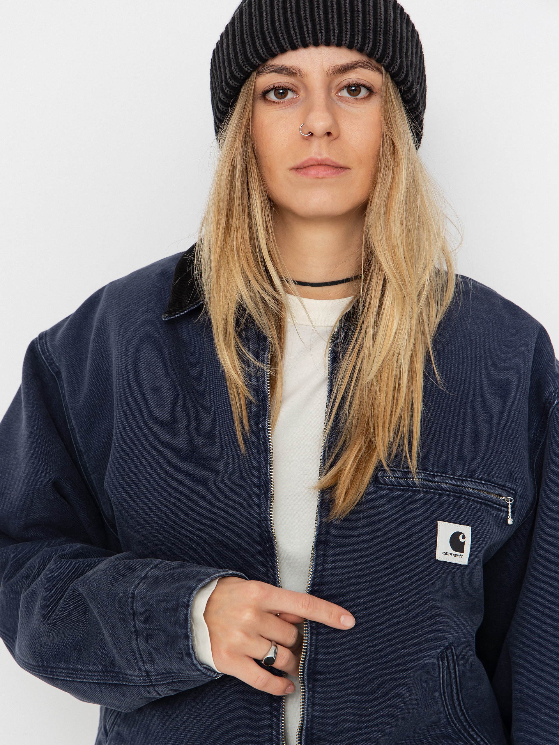 Куртка Carhartt WIP OG Detroit Wmn (dark navy/black/stone canvas)