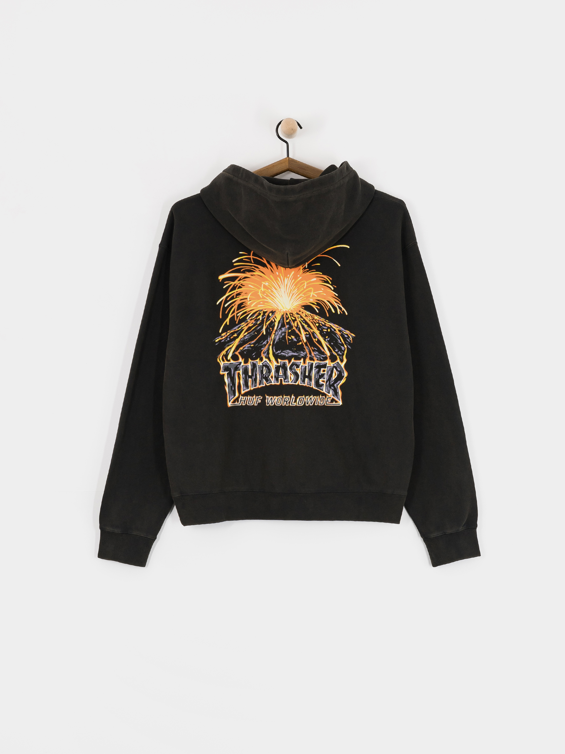 Худі HUF X Thrasher Meltdown Heavyweight HD (washed black)