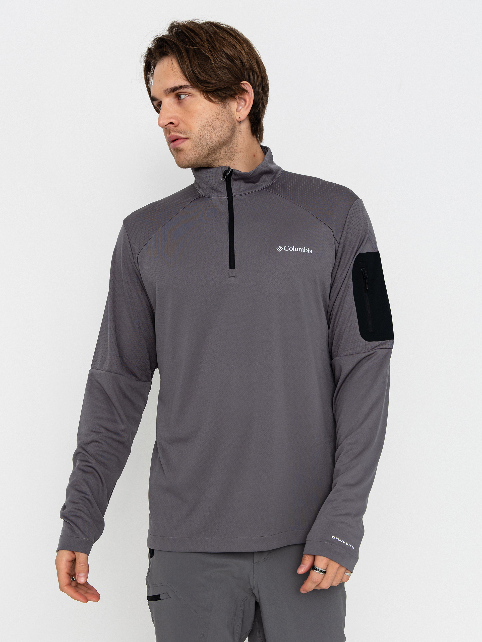 Чоловічий Флісовий светр Columbia Tech Knit 1/4 Zip (city grey/blac)