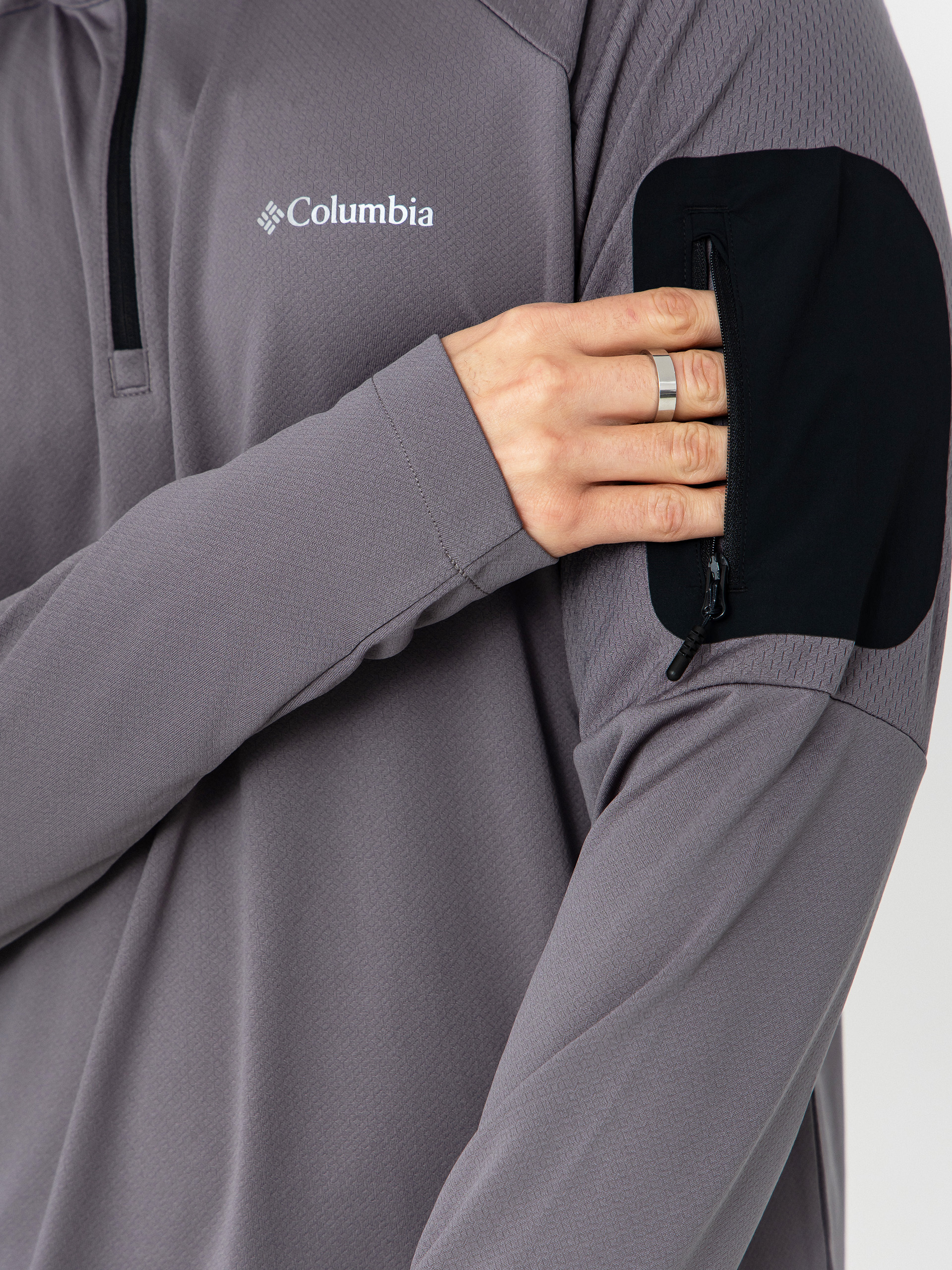 Чоловічий Флісовий светр Columbia Tech Knit 1/4 Zip (city grey/blac)