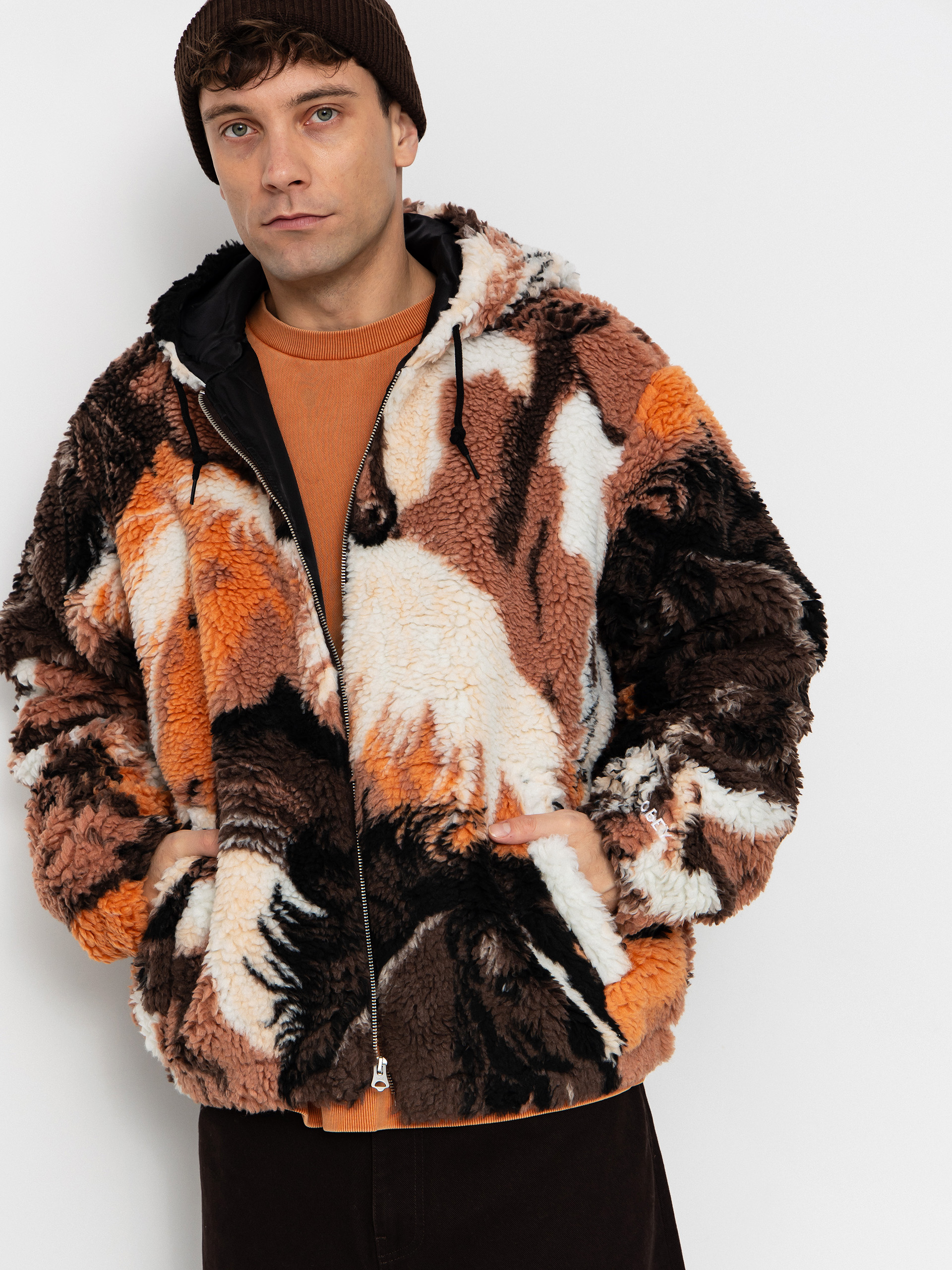 Флісовий светр OBEY Obey Horses Sherpa (brown multi)