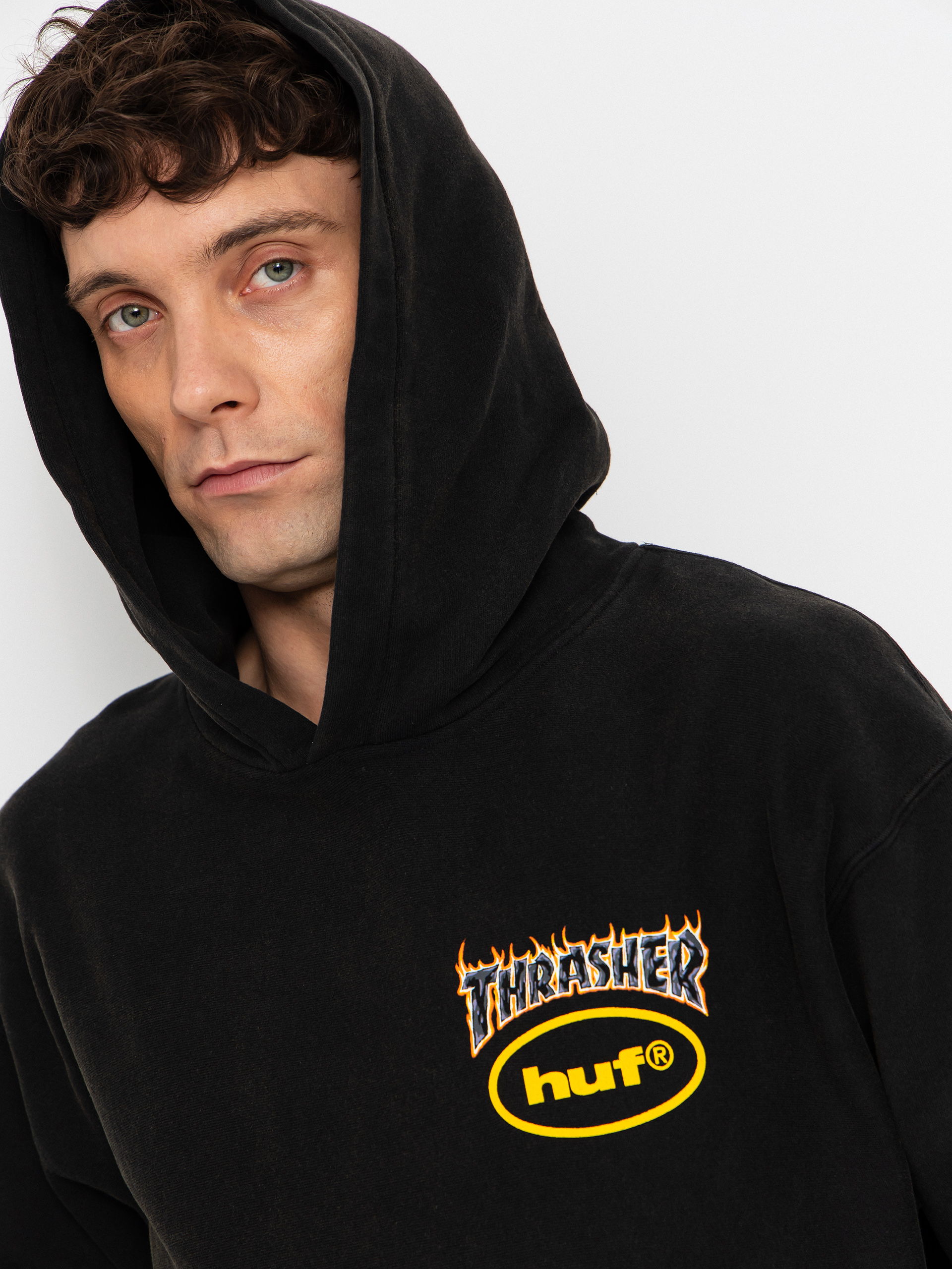 Худі HUF X Thrasher Meltdown Heavyweight HD (washed black)