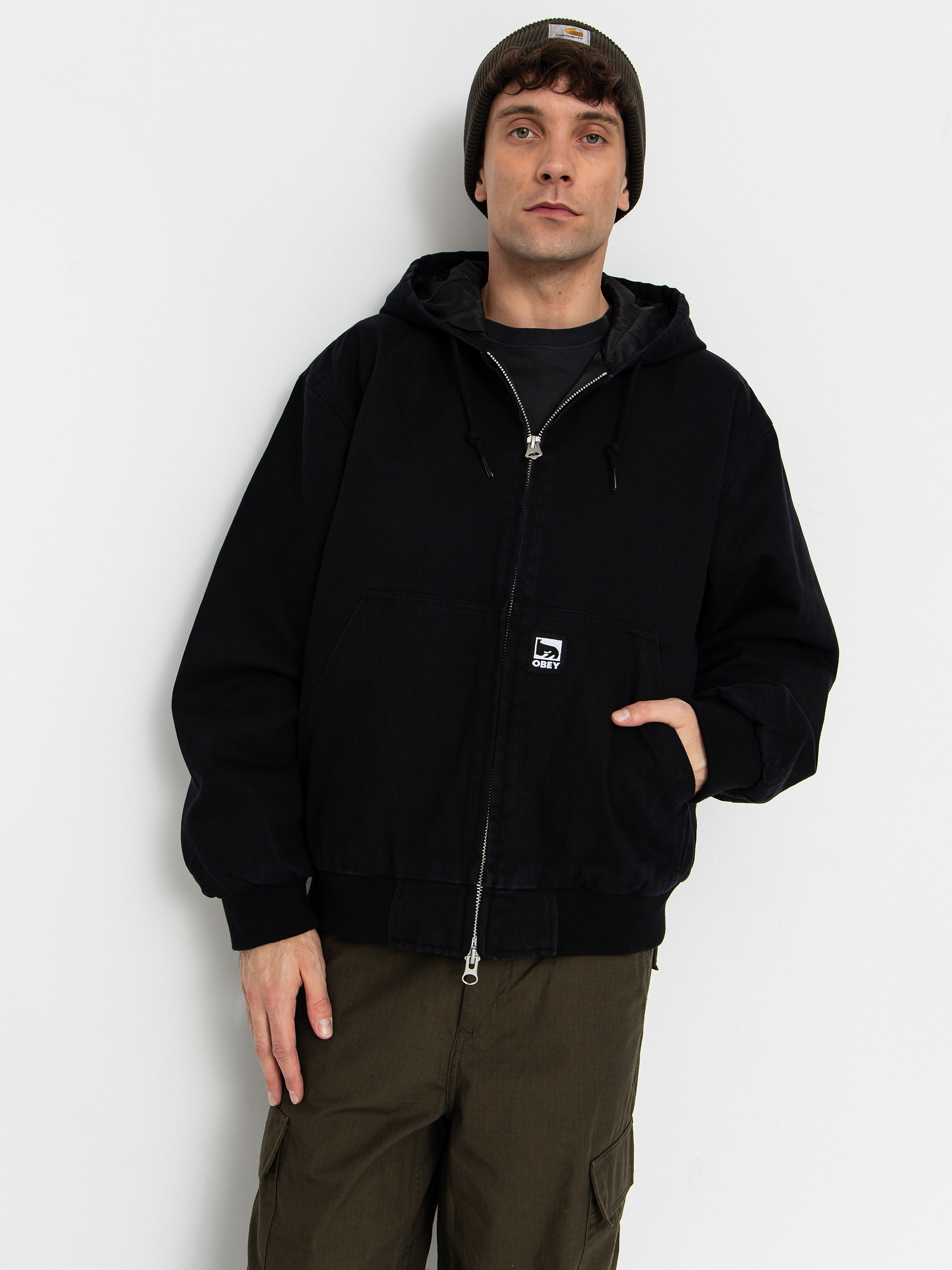 Куртка OBEY z kapturem Obey Randy ZHD (black faded wash)