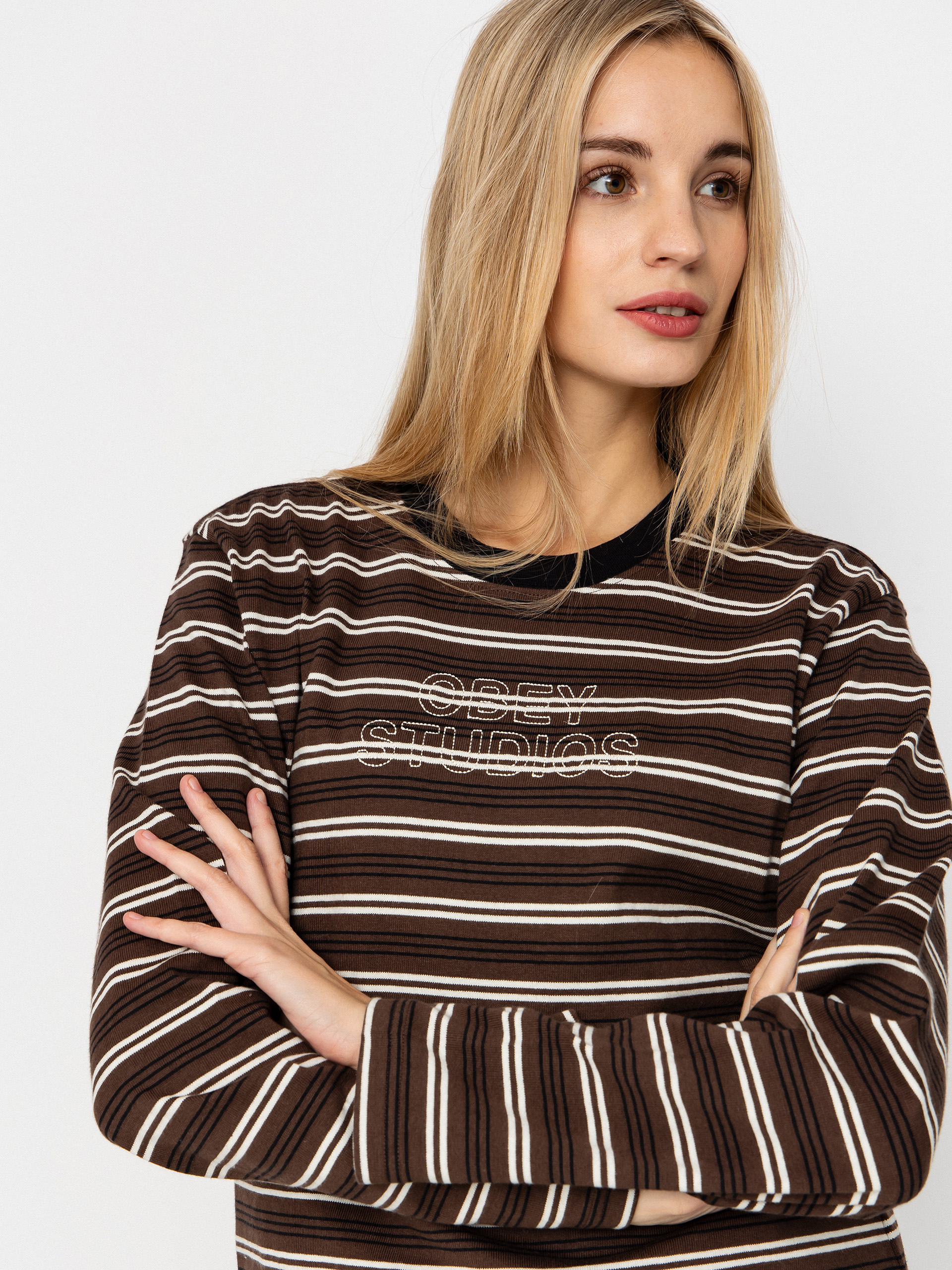 Лонгслів OBEY Louie Stripe Wmn (mushroom multi)