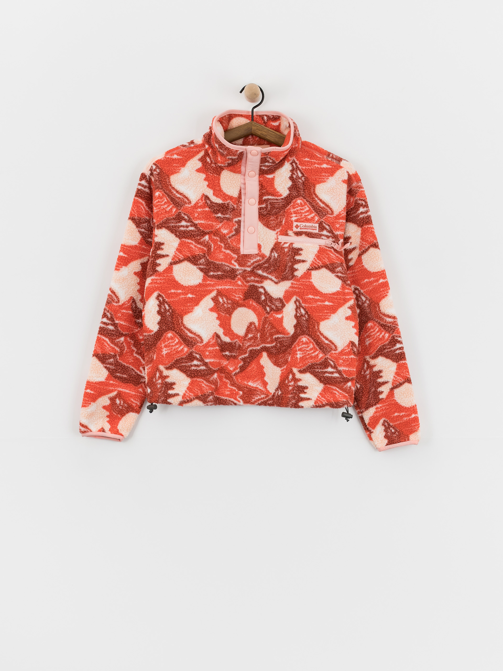 Флісовий светр Columbia Helvetia II Printed Cropped Half Snap Wmn (poppy red/sunscape)