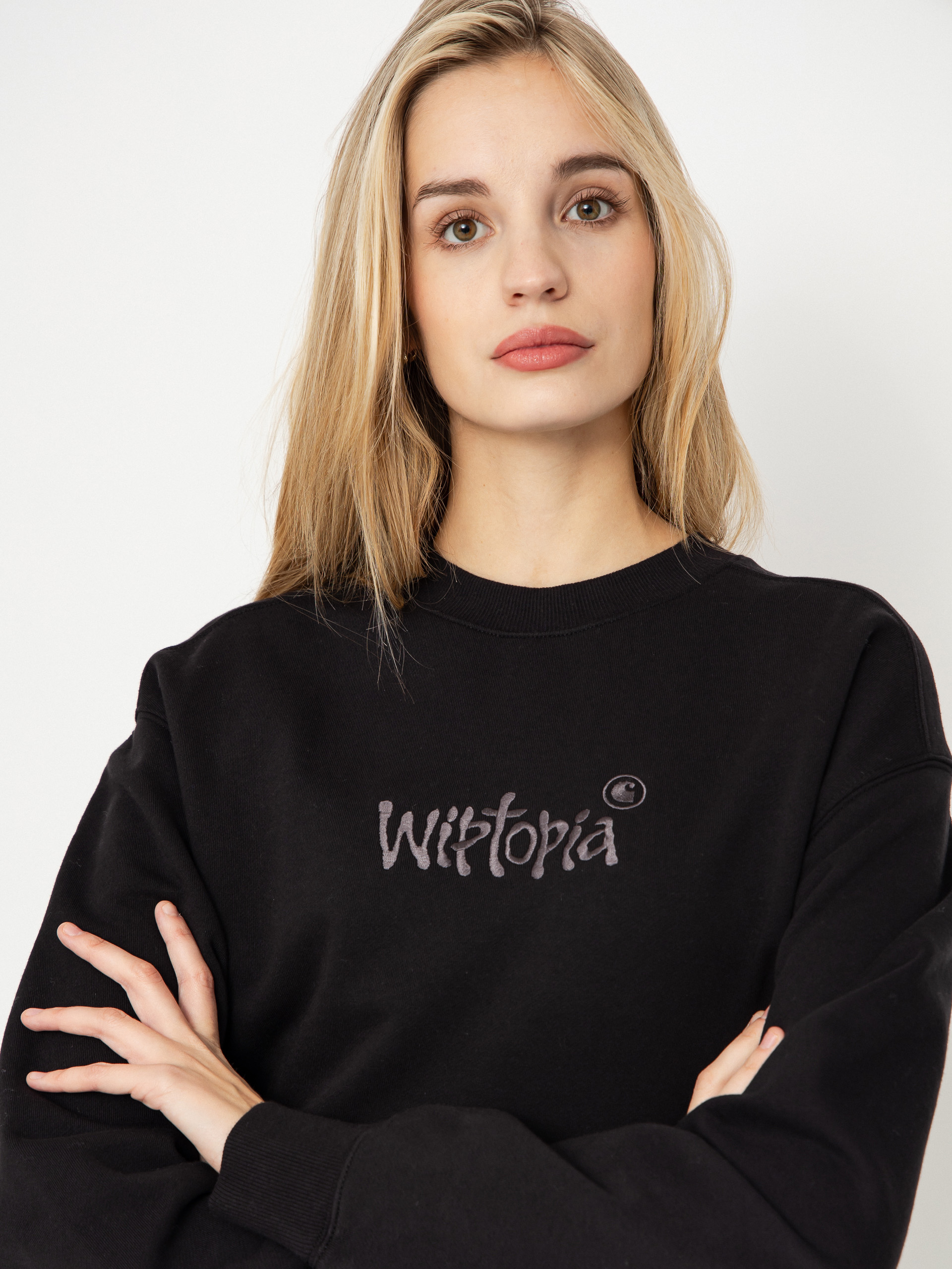 Світшот Carhartt WIP Wiptopia Script Wmn (black/dark grey)