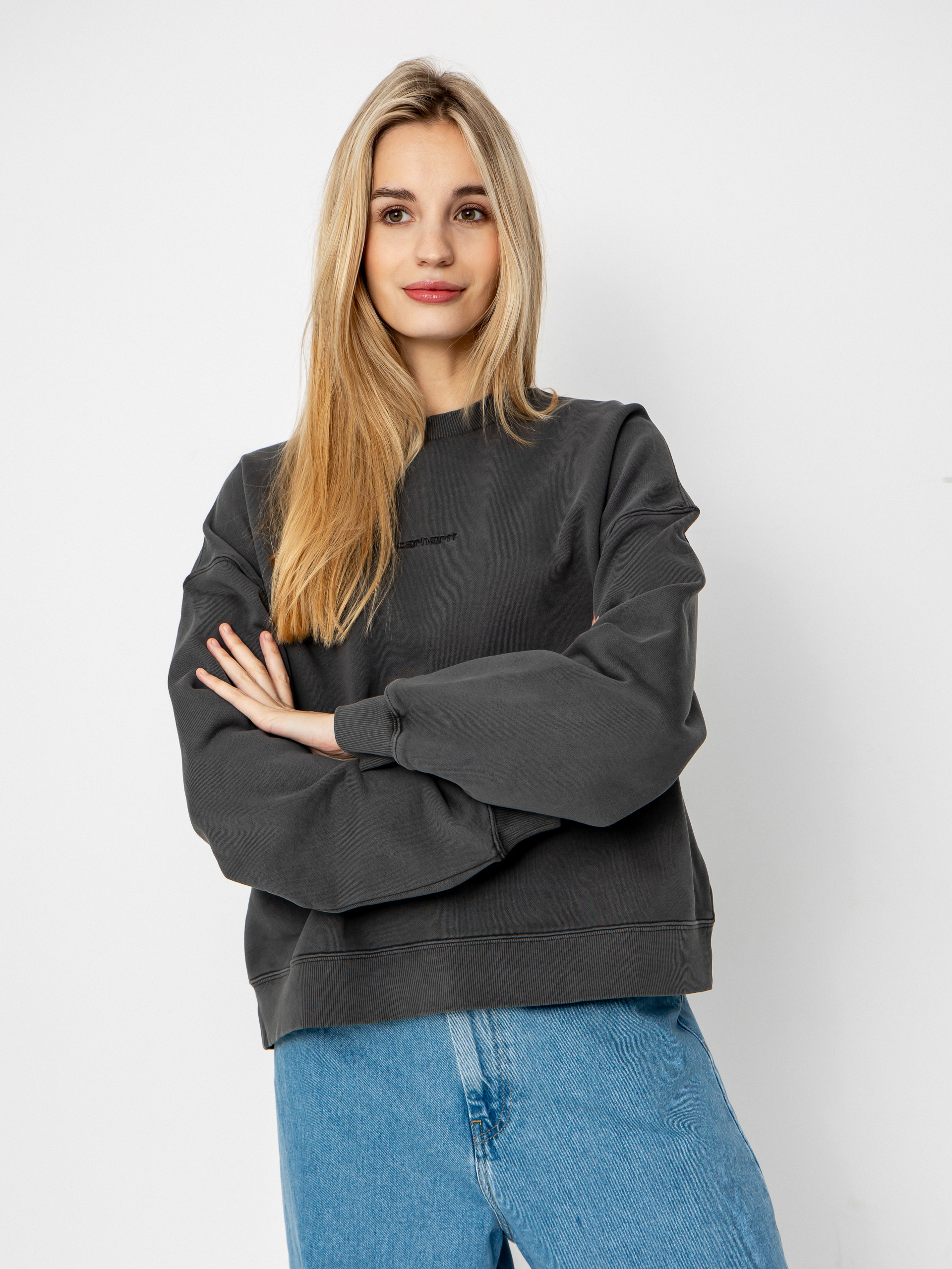 Світшот Carhartt WIP Benton Wmn (graphite/garment dyed)