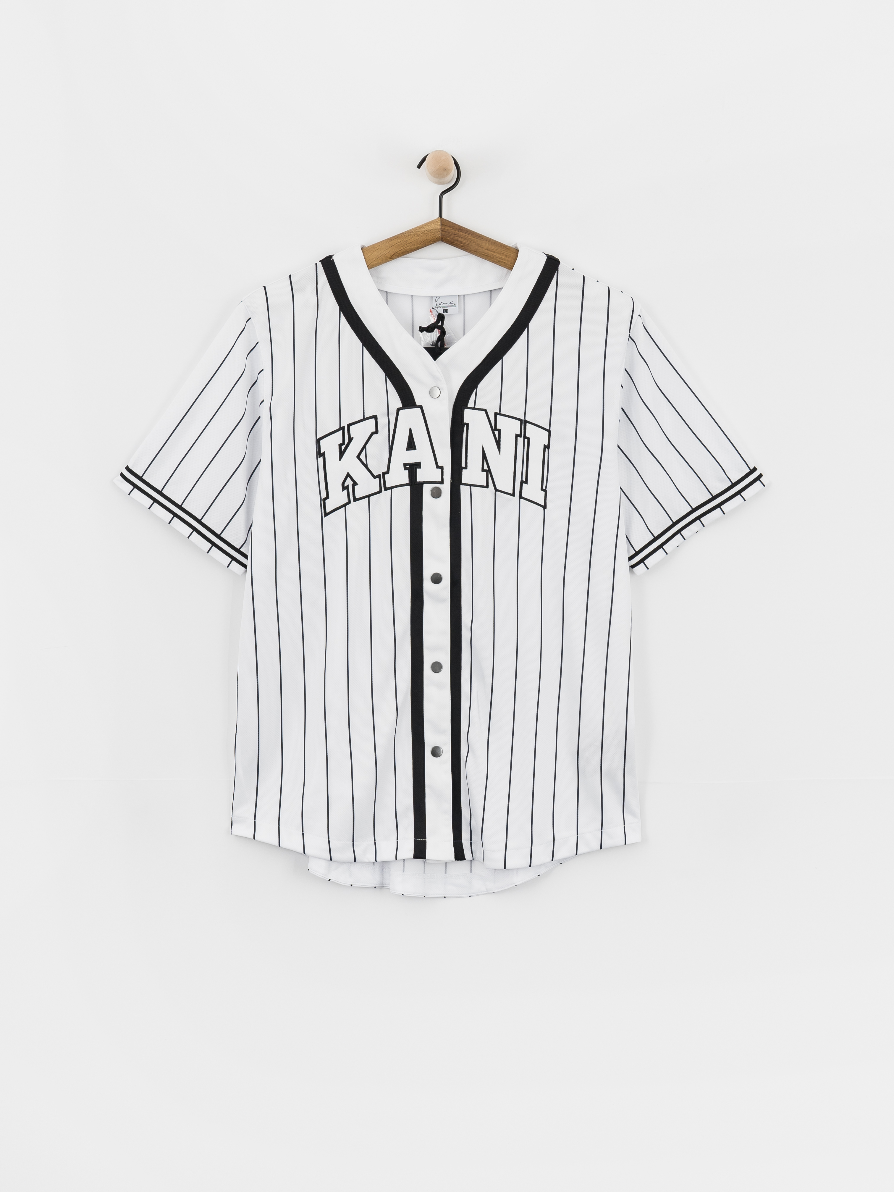 Сорочка Karl Kani Serif Pinstripe Baseball (white/black)