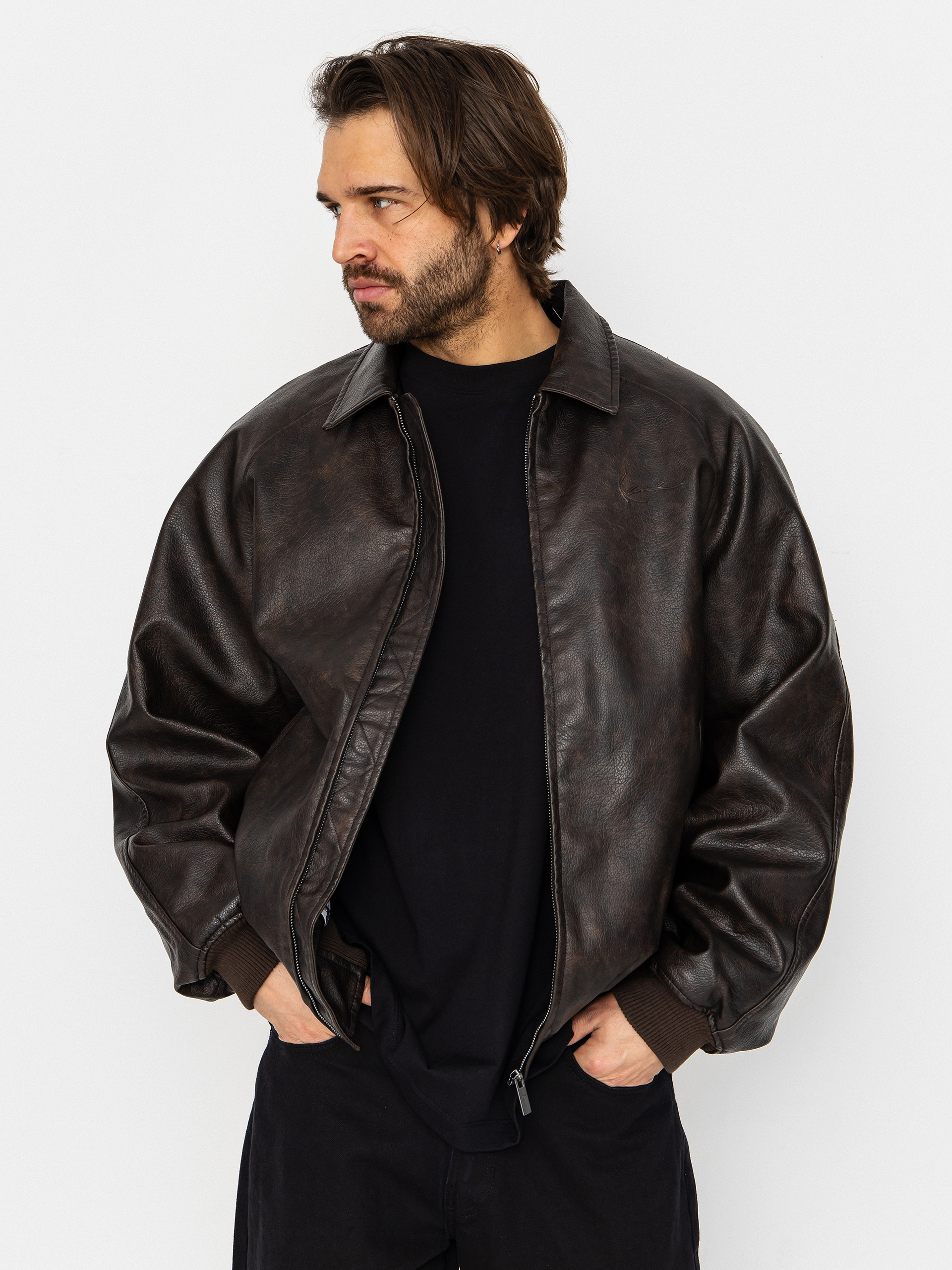 Куртка Karl Kani Signature Pu Leather Bomber (brown)