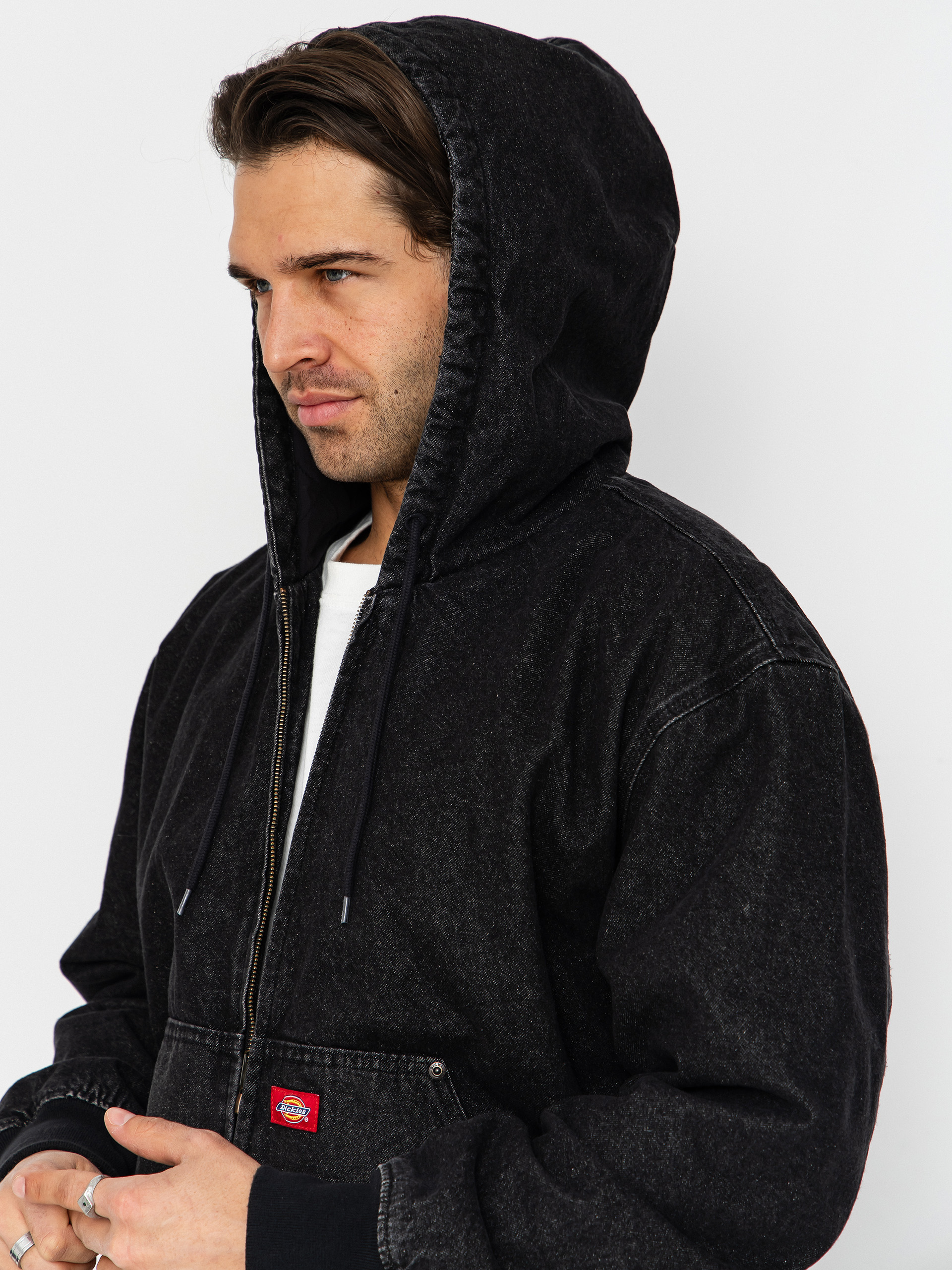 Куртка Dickies Hilham Lined Denim Hooded Bomber (black wash faded)