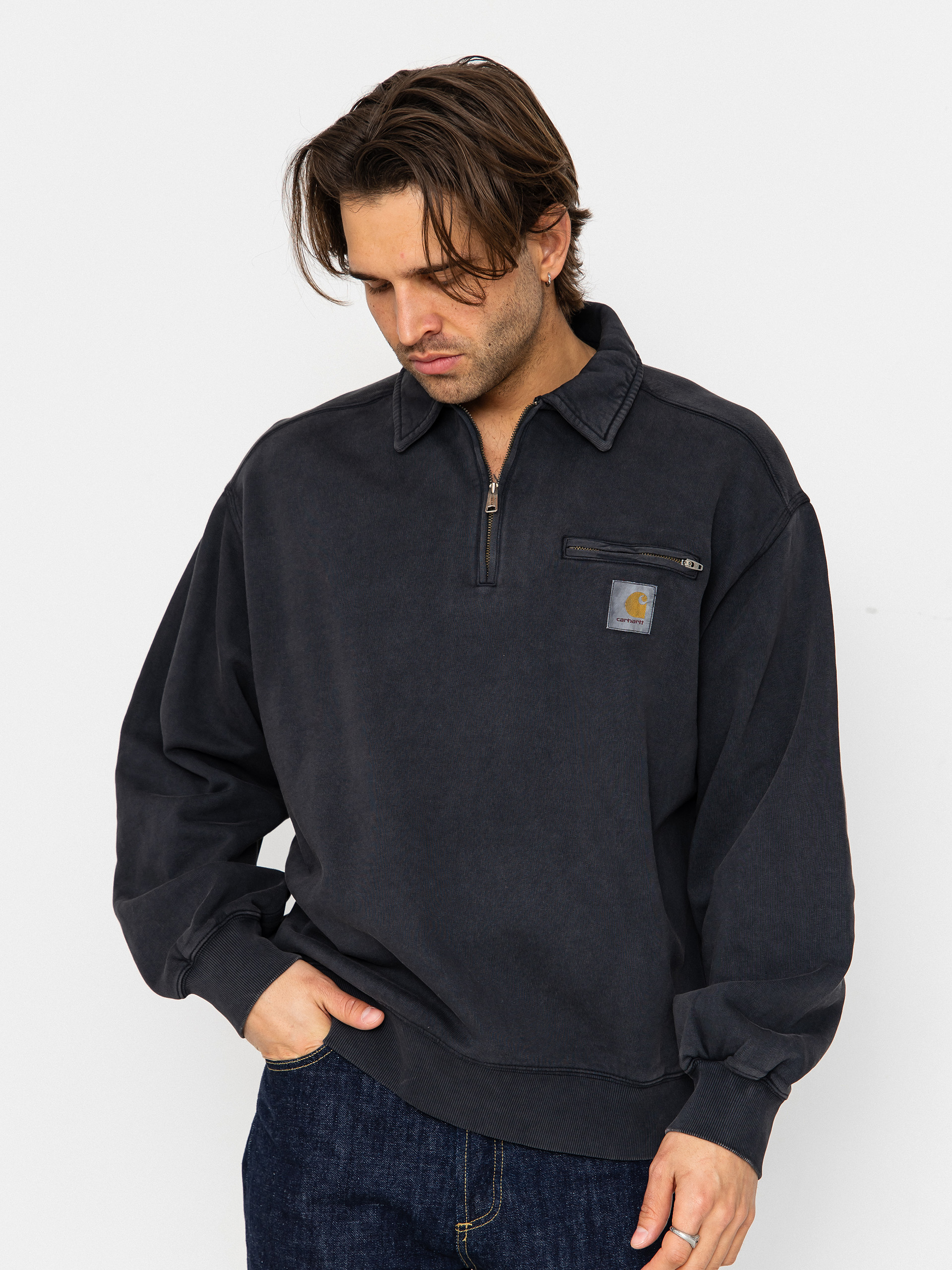 Світшот Carhartt WIP Half Zip Detroit (black)