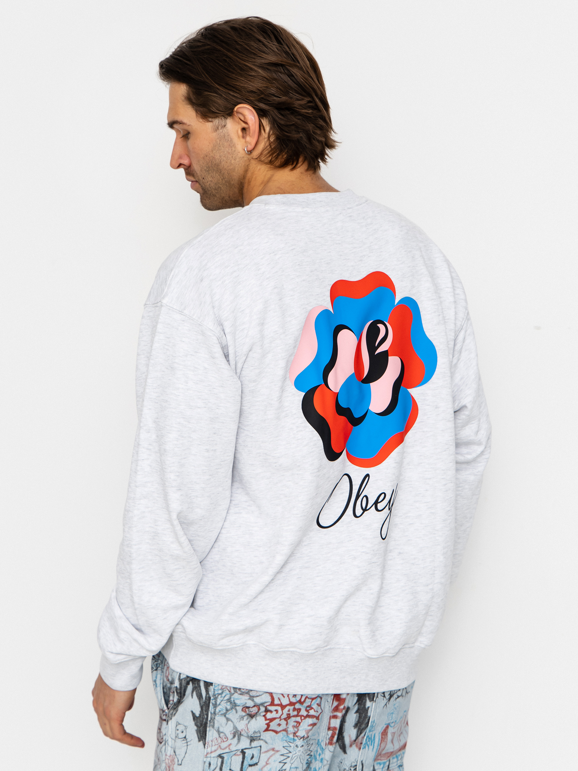 Світшот OBEY Paper Rose (heather grey)