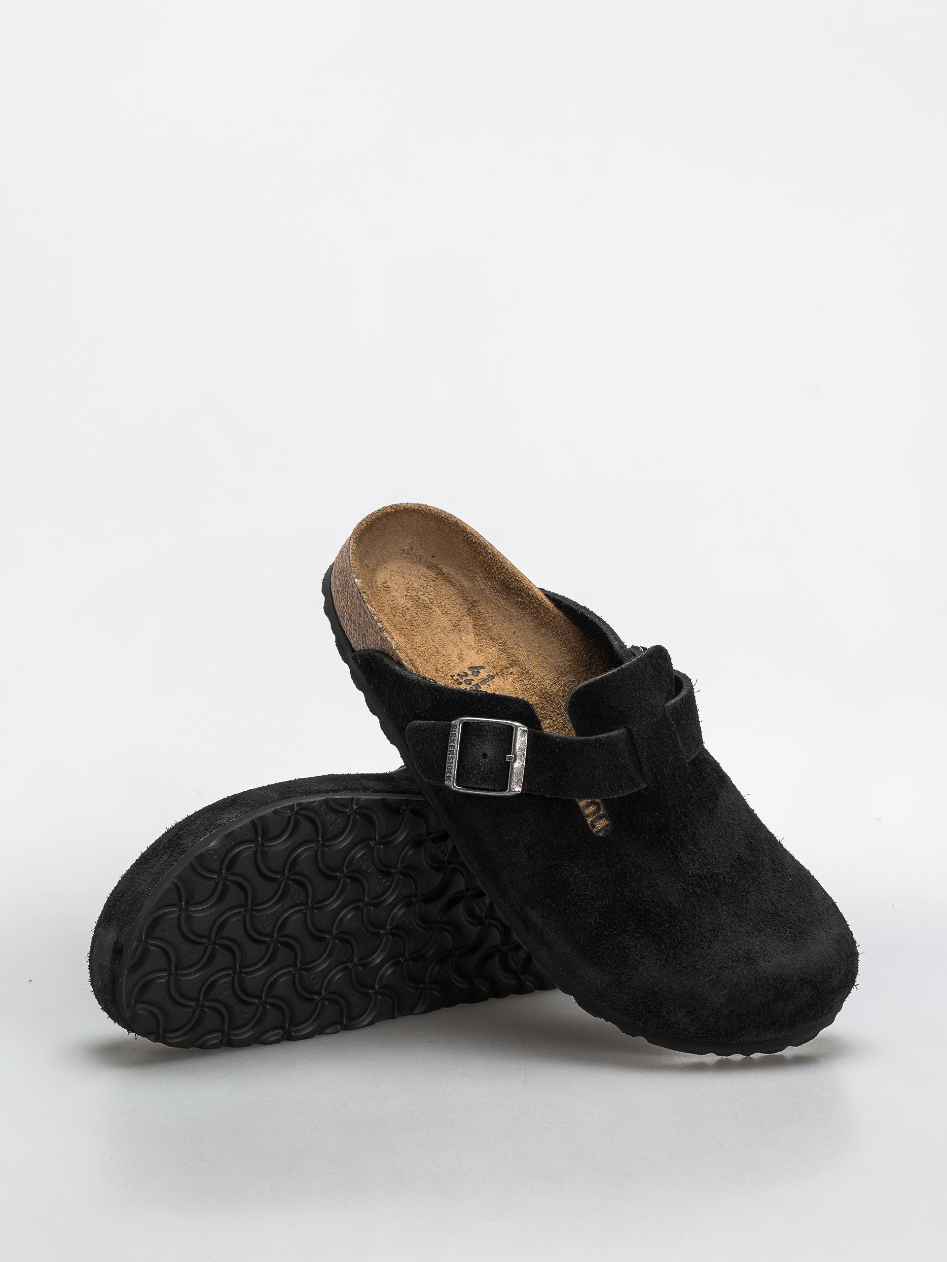 Шльопанці Birkenstock Boston Suede Leather Narrow (black)