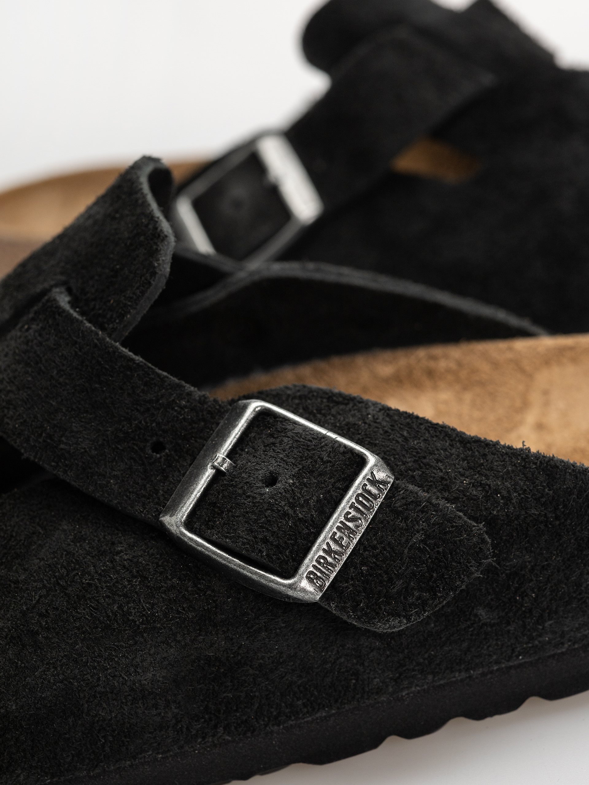 Шльопанці Birkenstock Boston Suede Leather Narrow (black)
