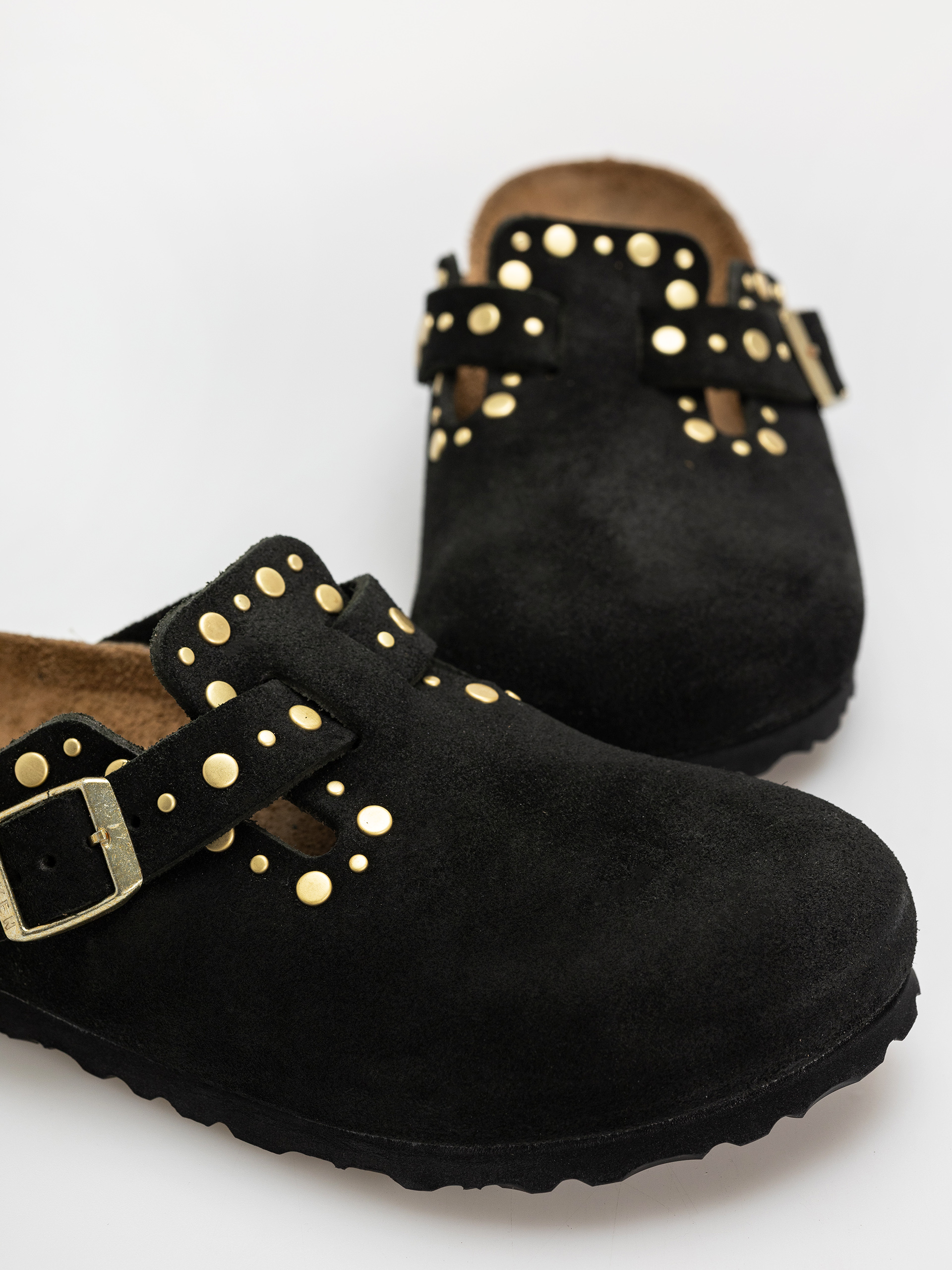 Шльопанці Birkenstock Boston Rivets Suede Leather Narrow Wmn (black)