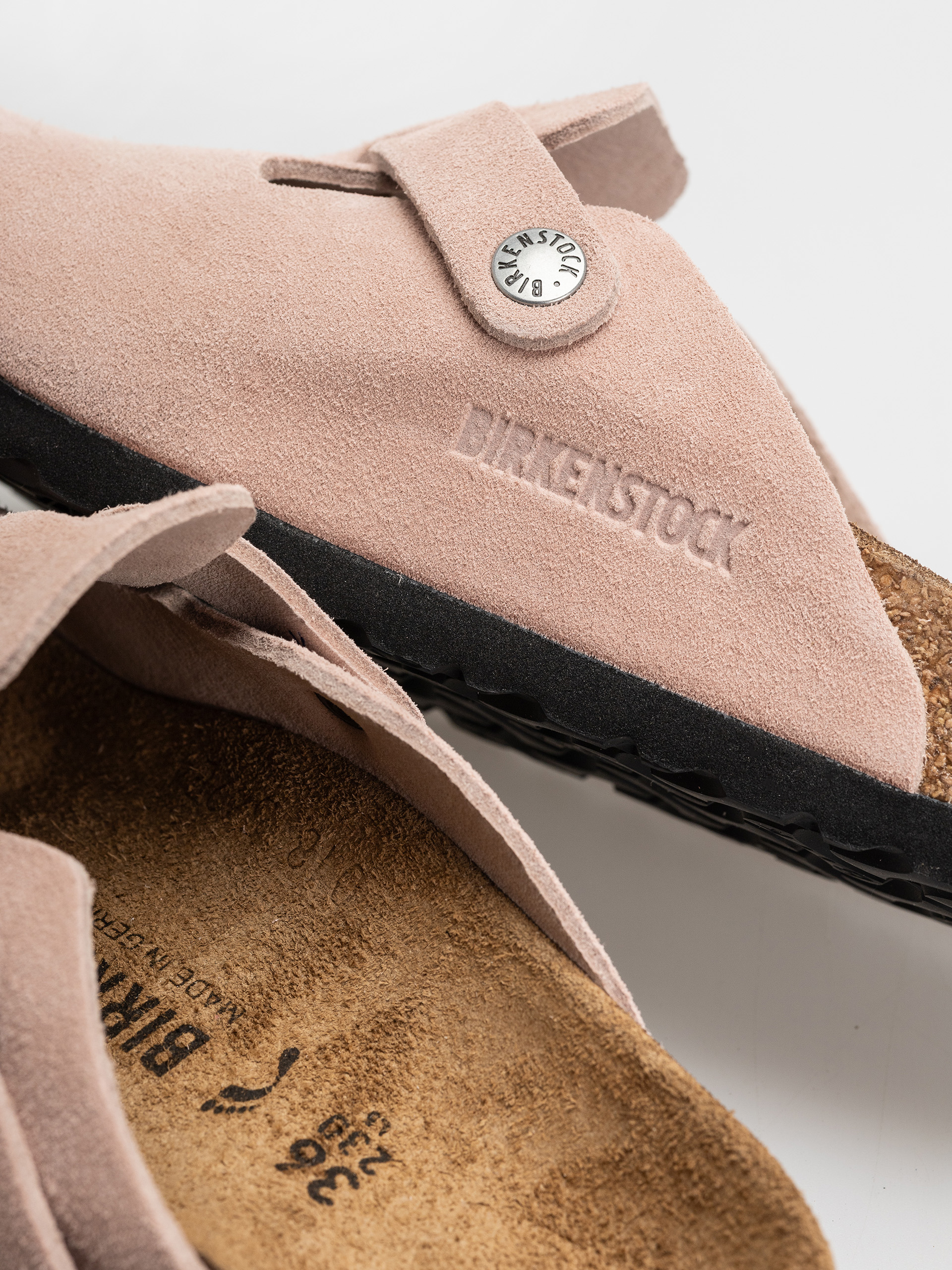 Шльопанці Birkenstock Boston Suede Leather Narrow (pink clay)