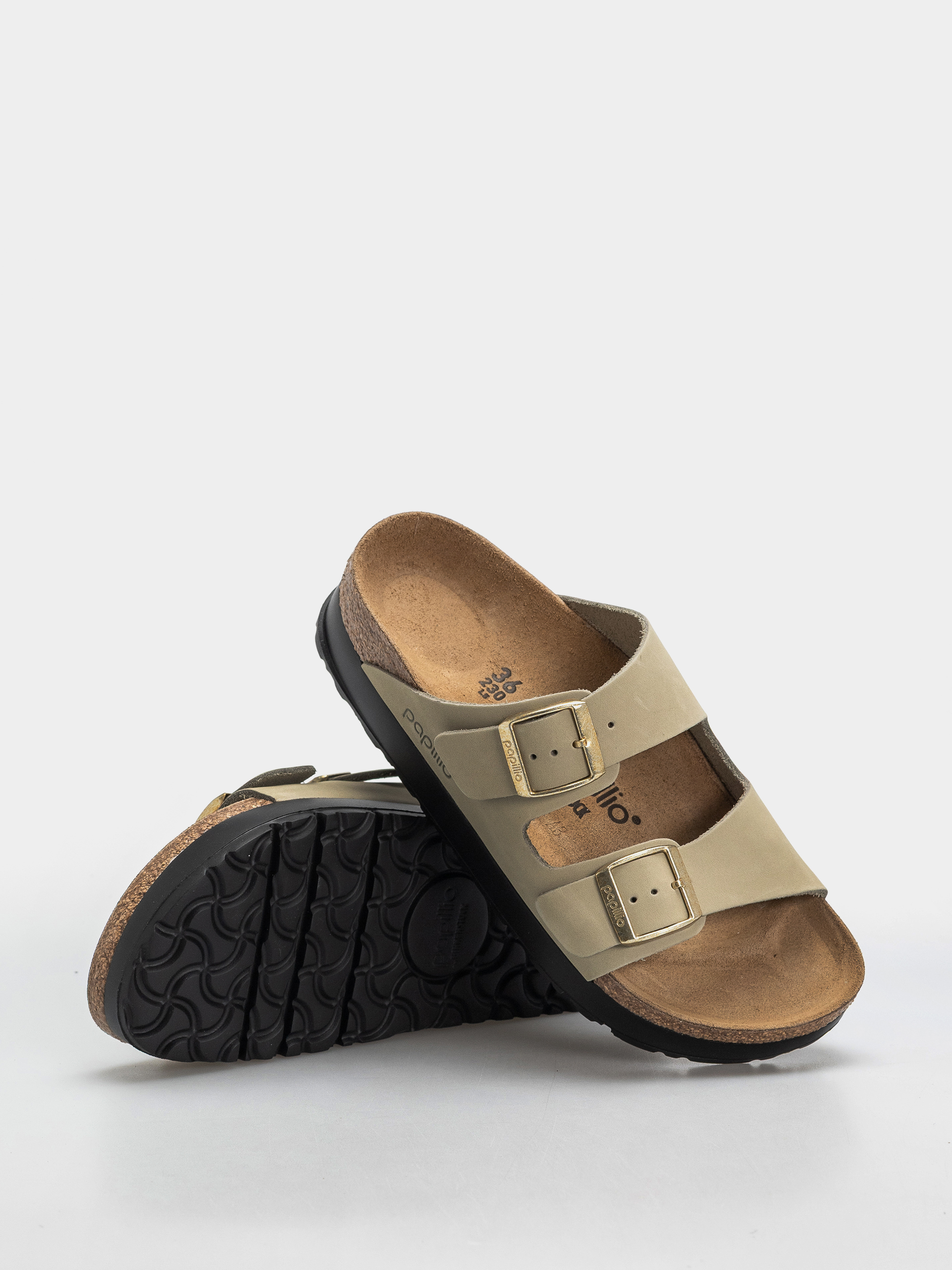 Шльопанці Birkenstock Arizona Flex Platform Nubuck Leather Narrow Wmn (eucalyptus)