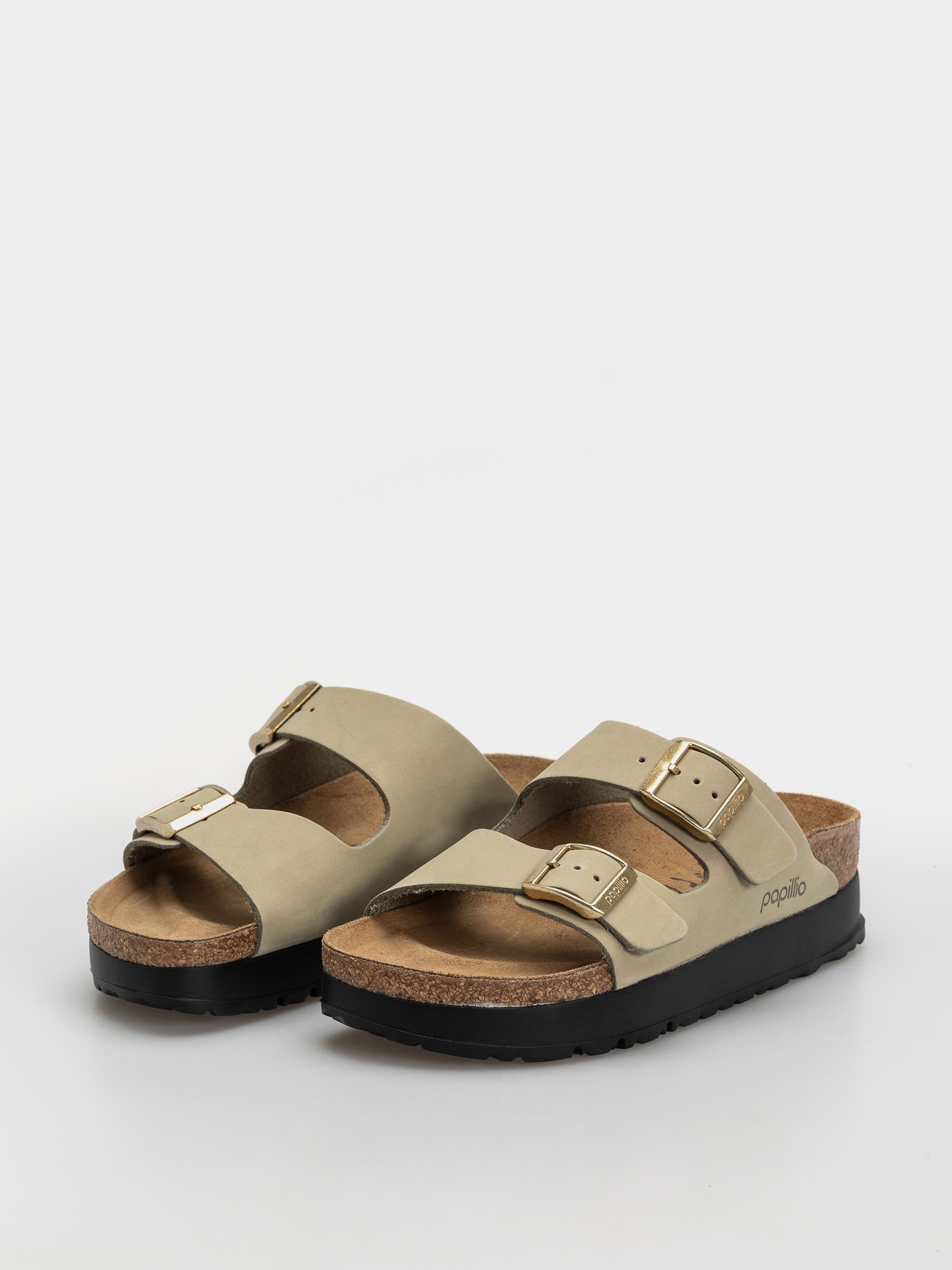 Шльопанці Birkenstock Arizona Flex Platform Nubuck Leather Narrow Wmn (eucalyptus)