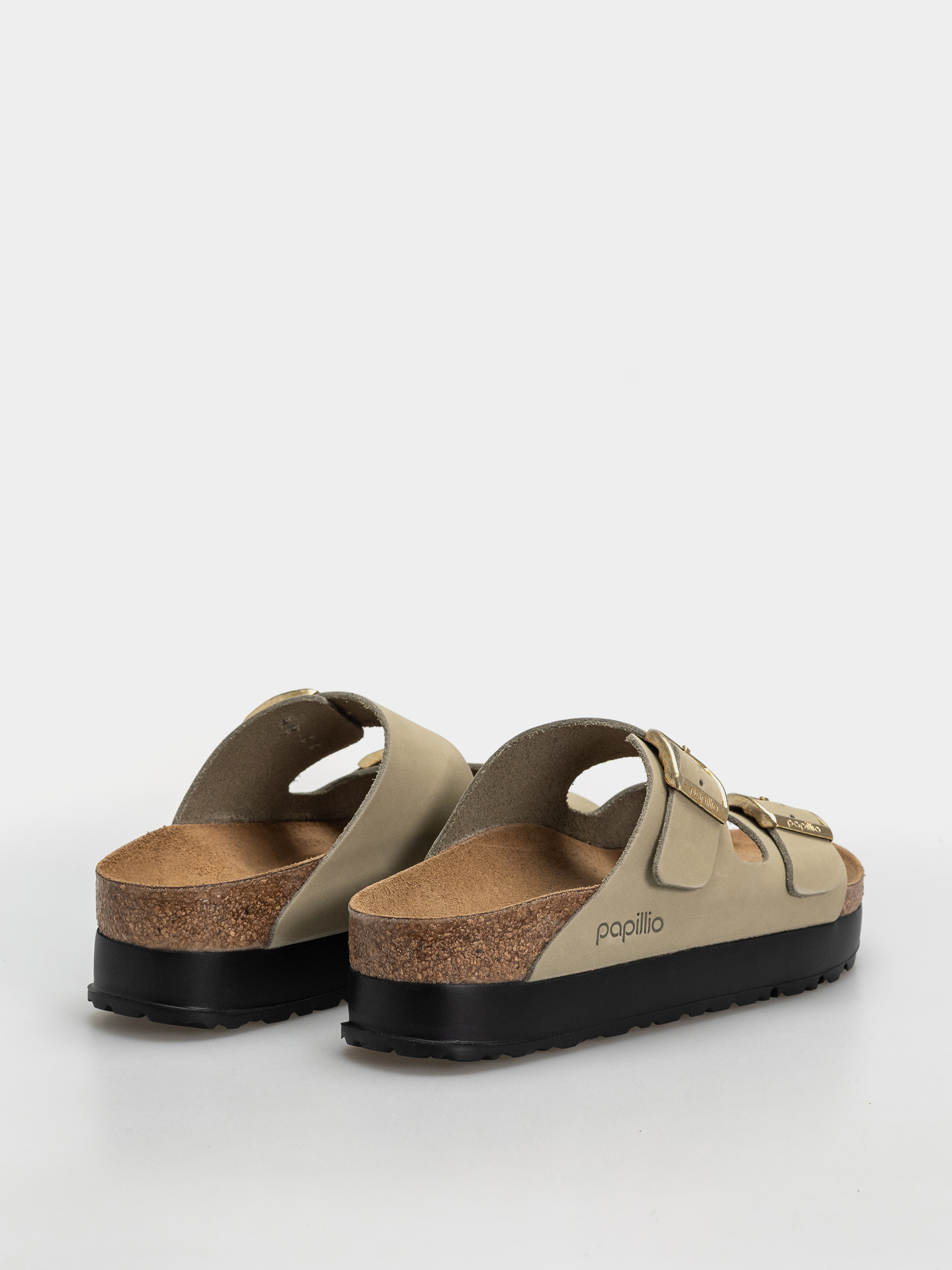 Шльопанці Birkenstock Arizona Flex Platform Nubuck Leather Narrow Wmn (eucalyptus)