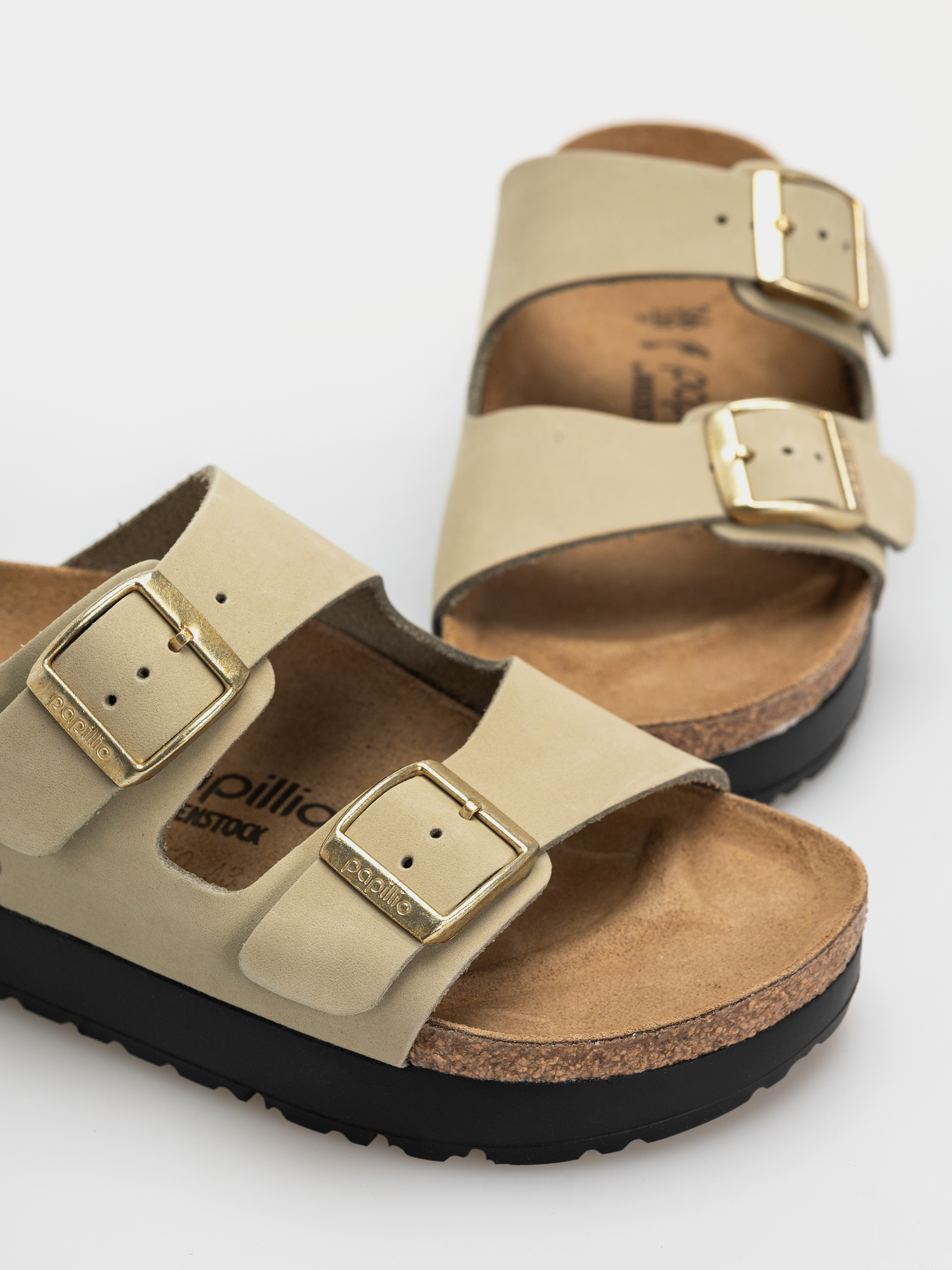 Шльопанці Birkenstock Arizona Flex Platform Nubuck Leather Narrow Wmn (eucalyptus)