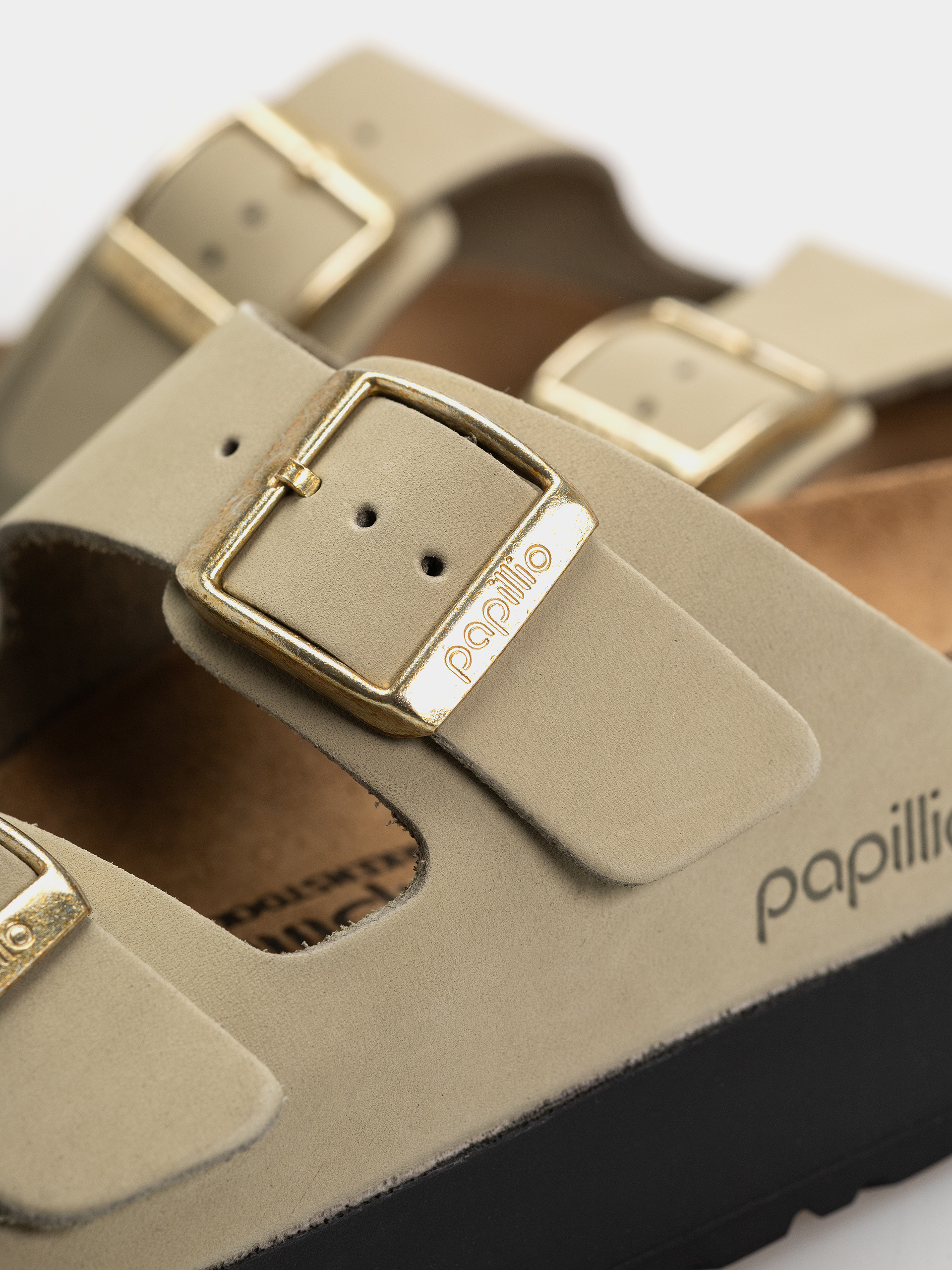 Шльопанці Birkenstock Arizona Flex Platform Nubuck Leather Narrow Wmn (eucalyptus)