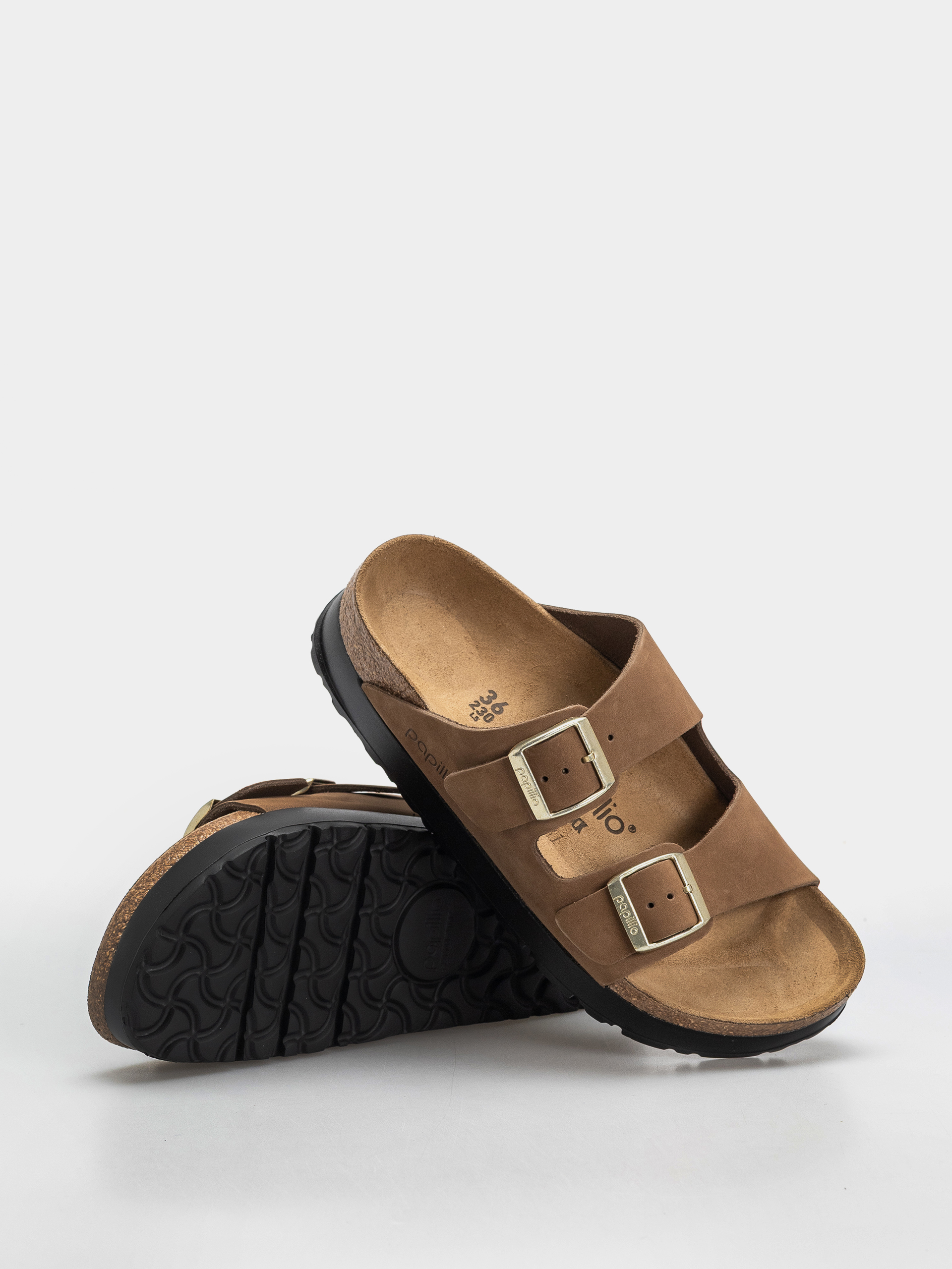 Шльопанці Birkenstock Arizona Flex Platform Nubuck Leather Narrow Wmn (dark tea)