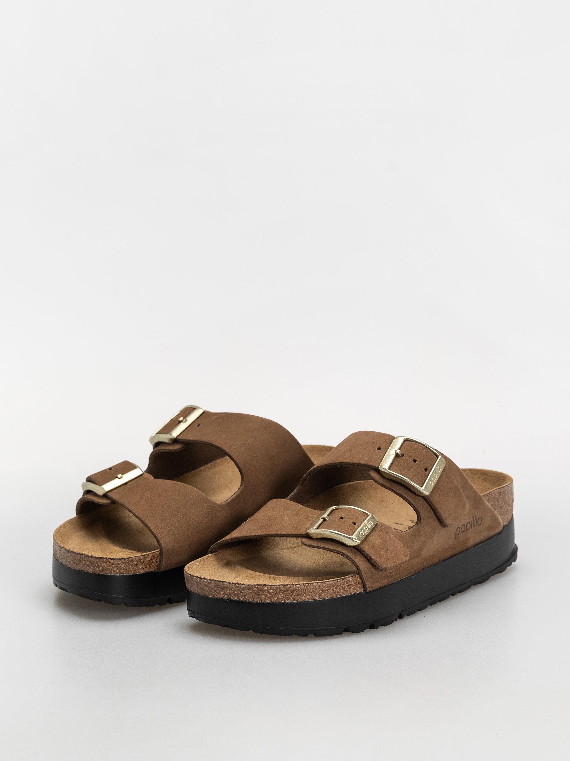 Шльопанці Birkenstock Arizona Flex Platform Nubuck Leather Narrow Wmn (dark tea)