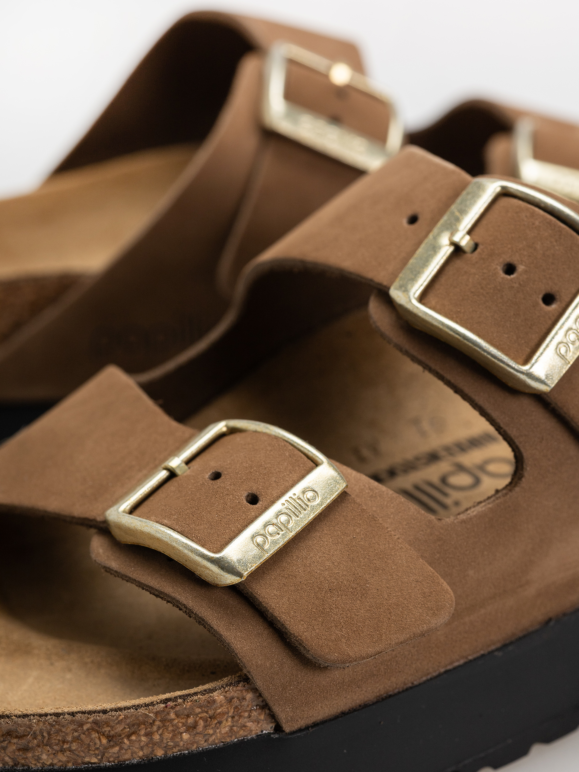 Шльопанці Birkenstock Arizona Flex Platform Nubuck Leather Narrow Wmn (dark tea)