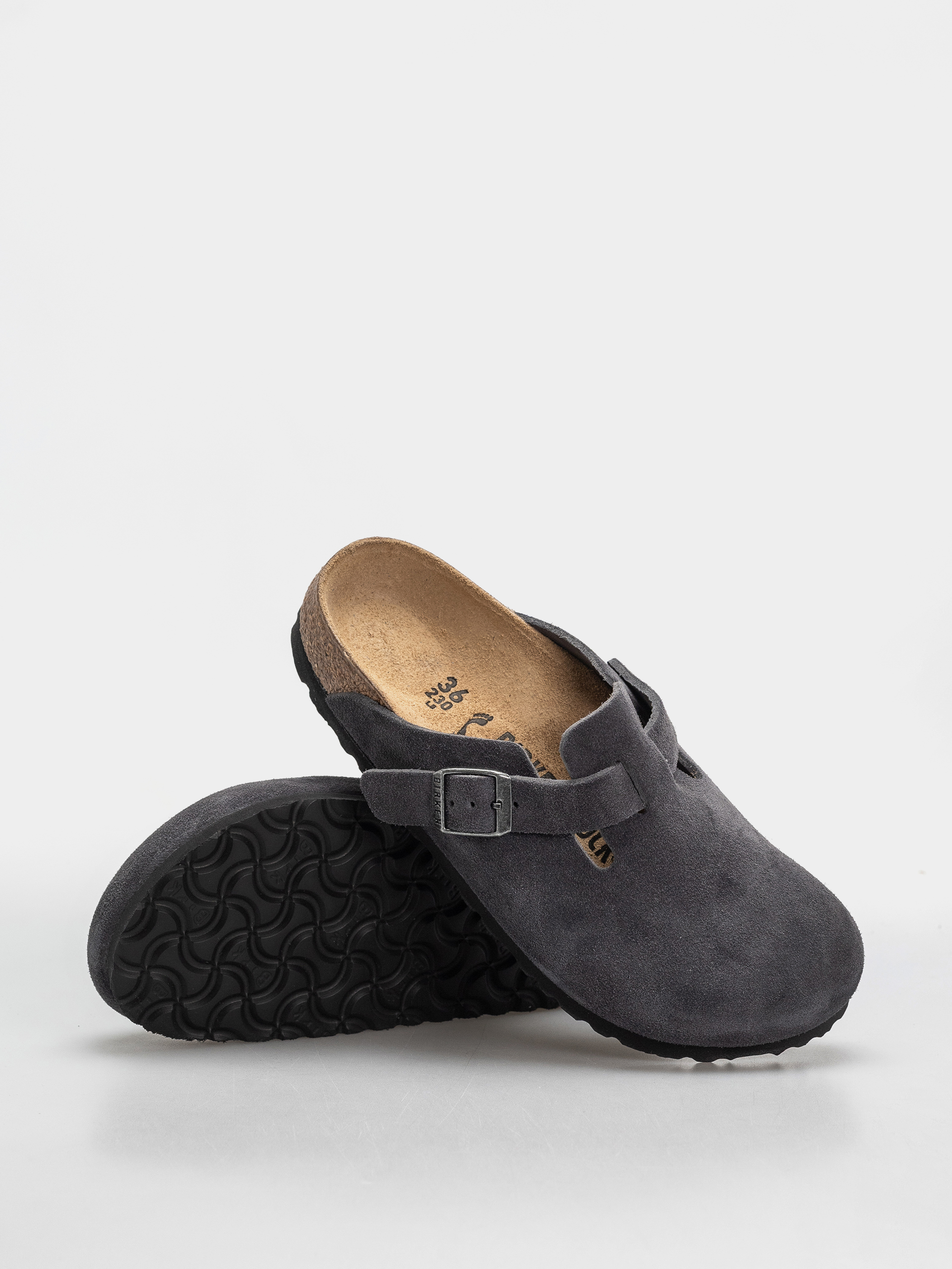 Шльопанці Birkenstock Boston Suede Leather Narrow (charcoal)