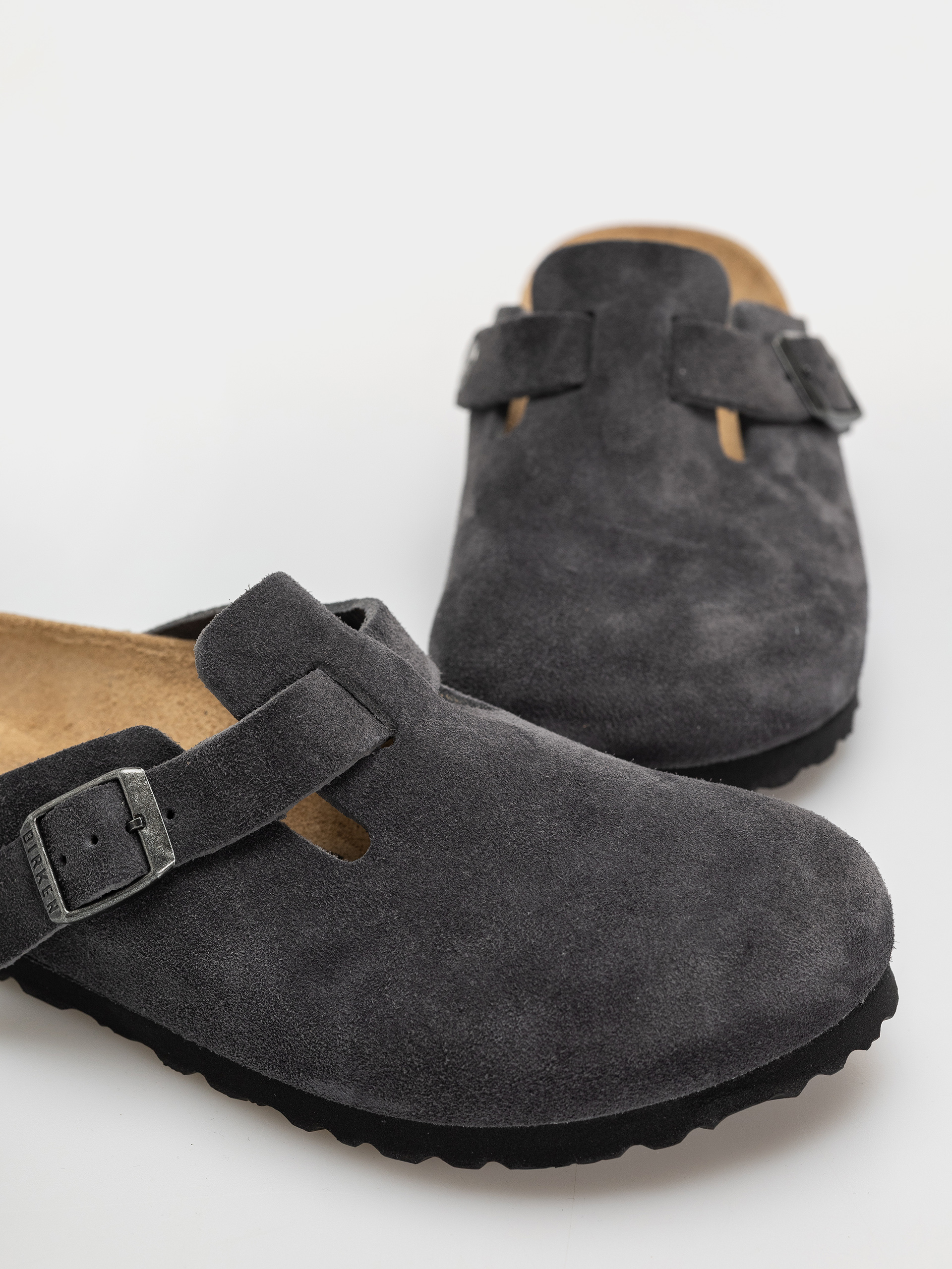 Шльопанці Birkenstock Boston Suede Leather Narrow (charcoal)