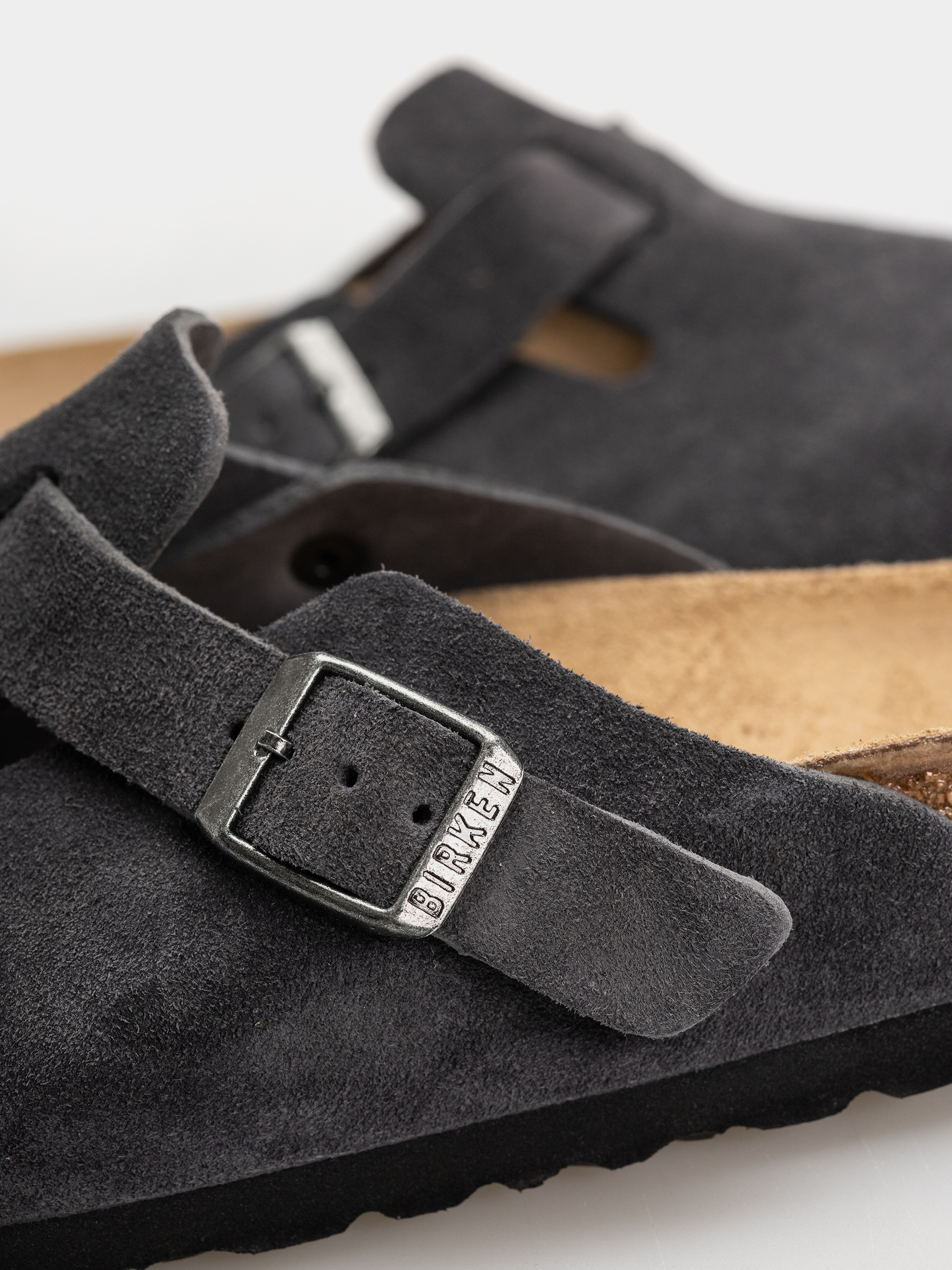 Шльопанці Birkenstock Boston Suede Leather Narrow (charcoal)