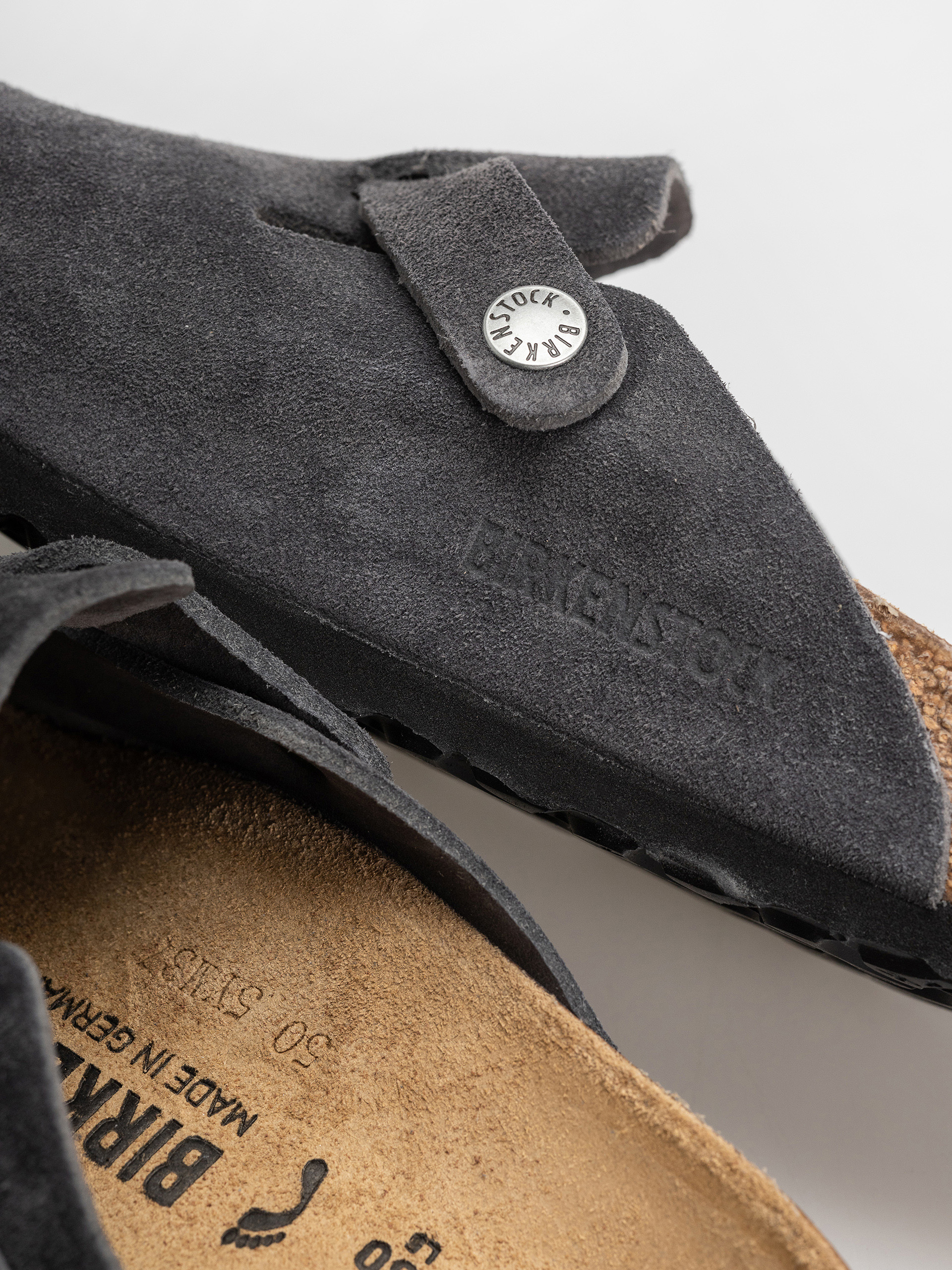 Шльопанці Birkenstock Boston Suede Leather Narrow (charcoal)