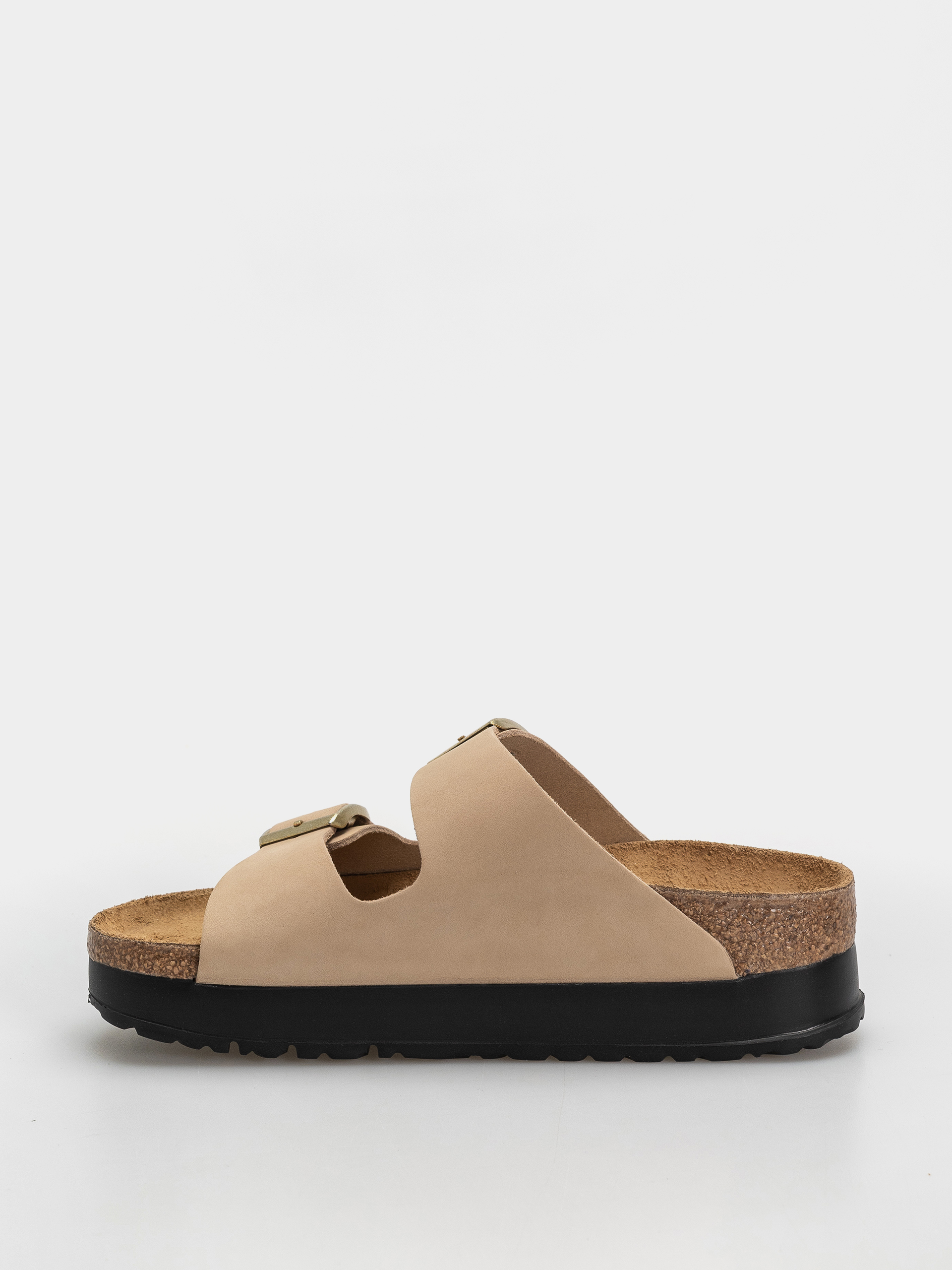 Шльопанці Birkenstock Arizona Flex Platform Nubuck Leather Narrow Wmn (sandcastle)