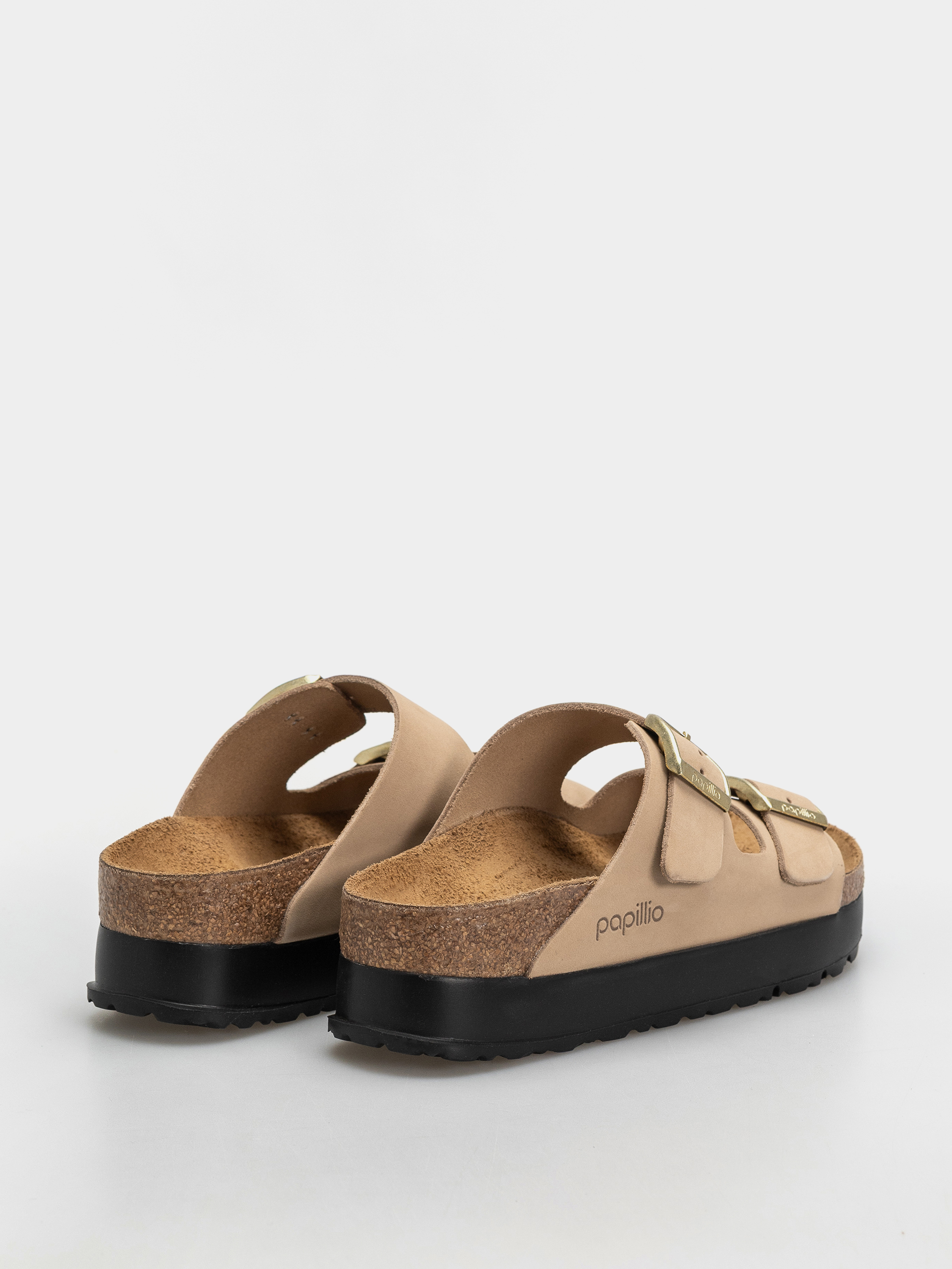 Шльопанці Birkenstock Arizona Flex Platform Nubuck Leather Narrow Wmn (sandcastle)