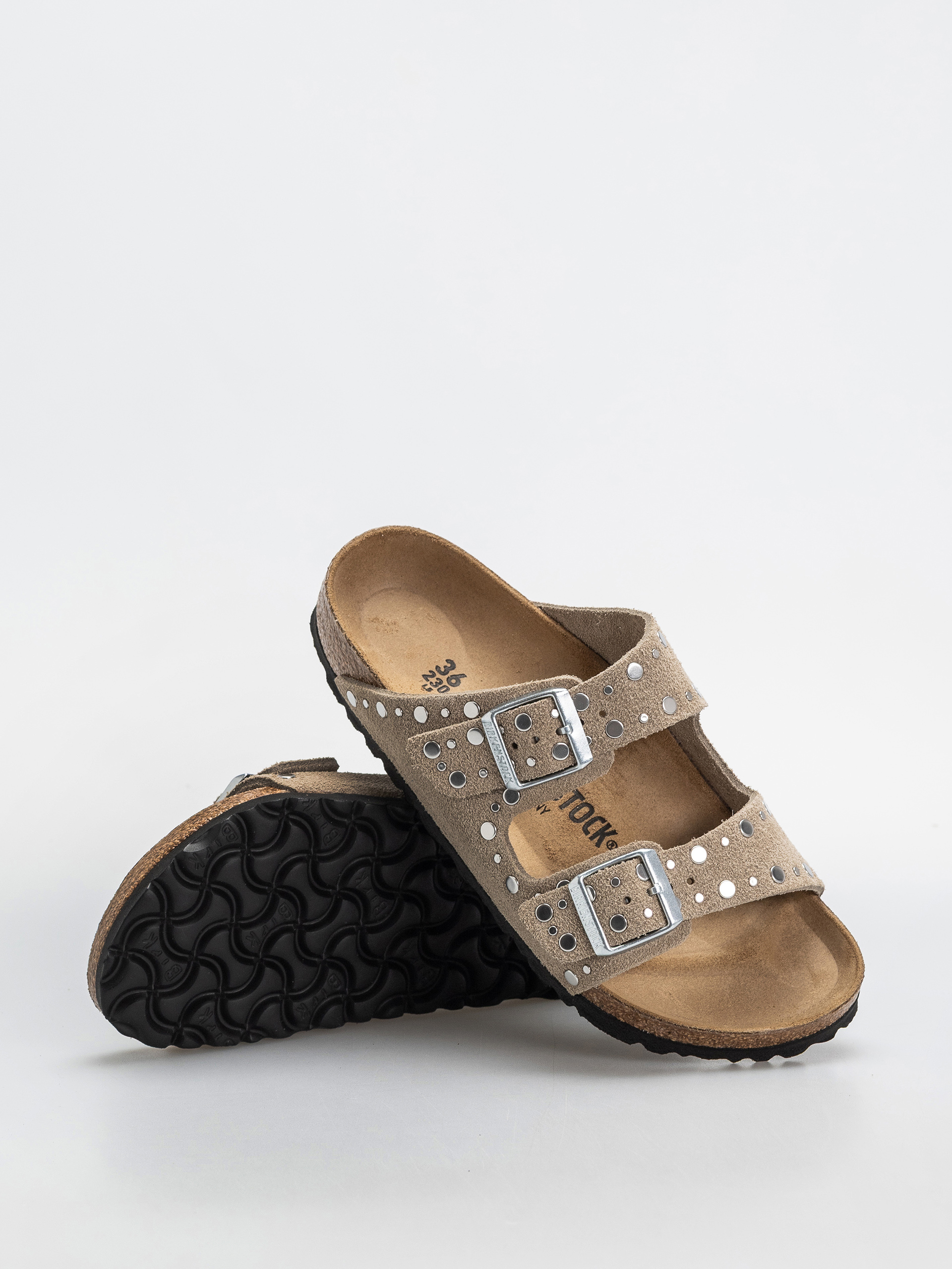 Шльопанці Birkenstock Arizona Rivets Suede Leather Narrow Wmn (taupe)