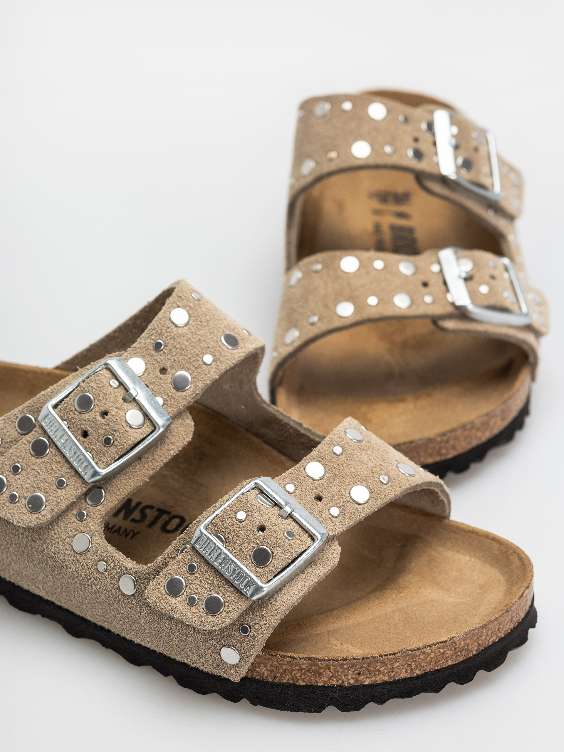 Шльопанці Birkenstock Arizona Rivets Suede Leather Narrow Wmn (taupe)