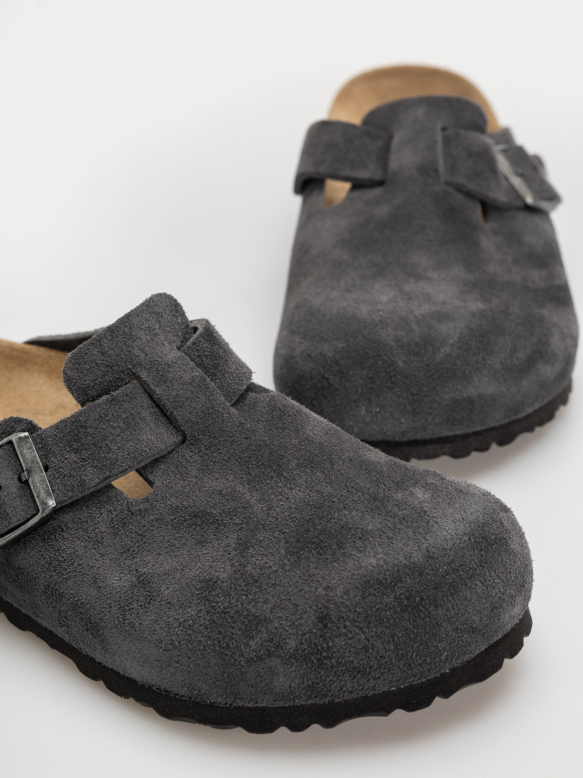 Шльопанці Birkenstock Boston Suede Leather Regular (charcoal)