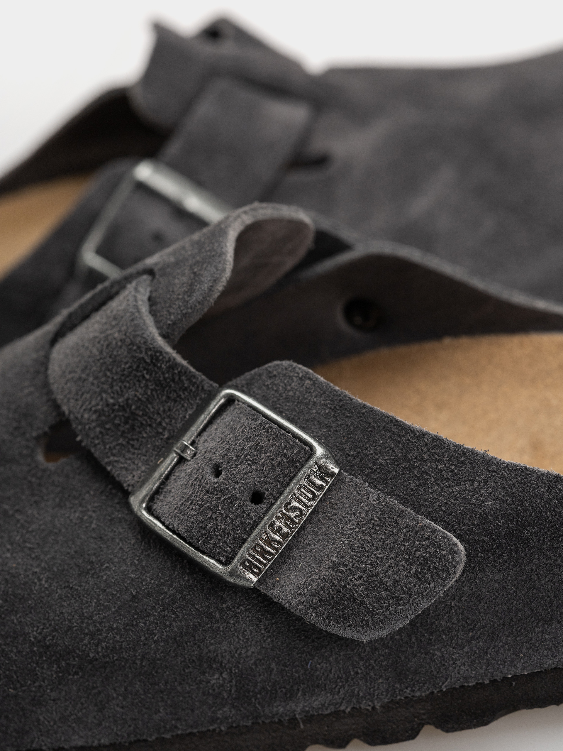 Шльопанці Birkenstock Boston Suede Leather Regular (charcoal)