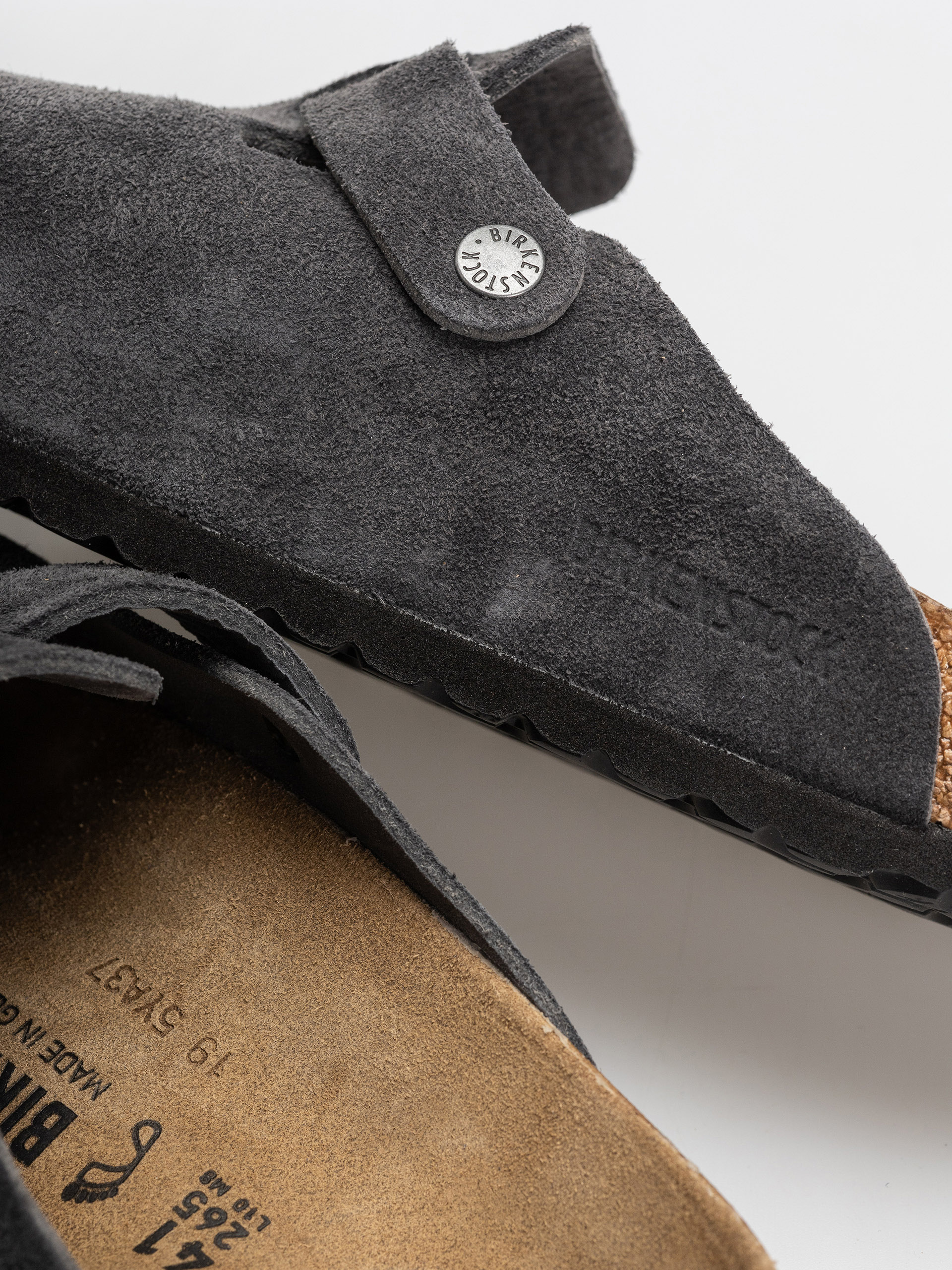 Шльопанці Birkenstock Boston Suede Leather Regular (charcoal)