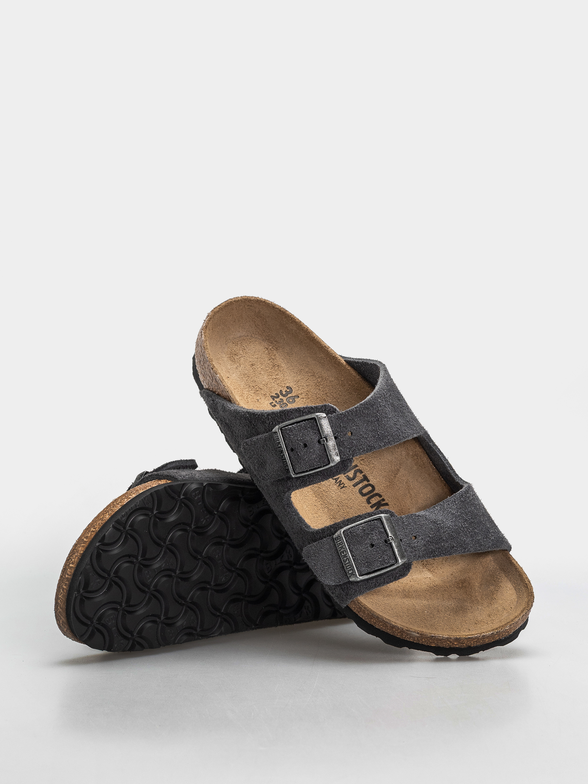 Шльопанці Birkenstock Arizona Suede Leather Narrow (charcoal)