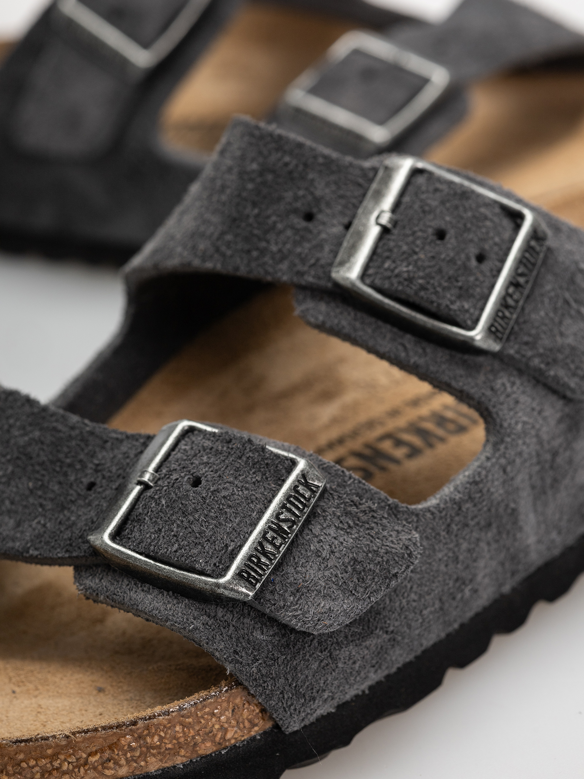 Шльопанці Birkenstock Arizona Suede Leather Narrow (charcoal)