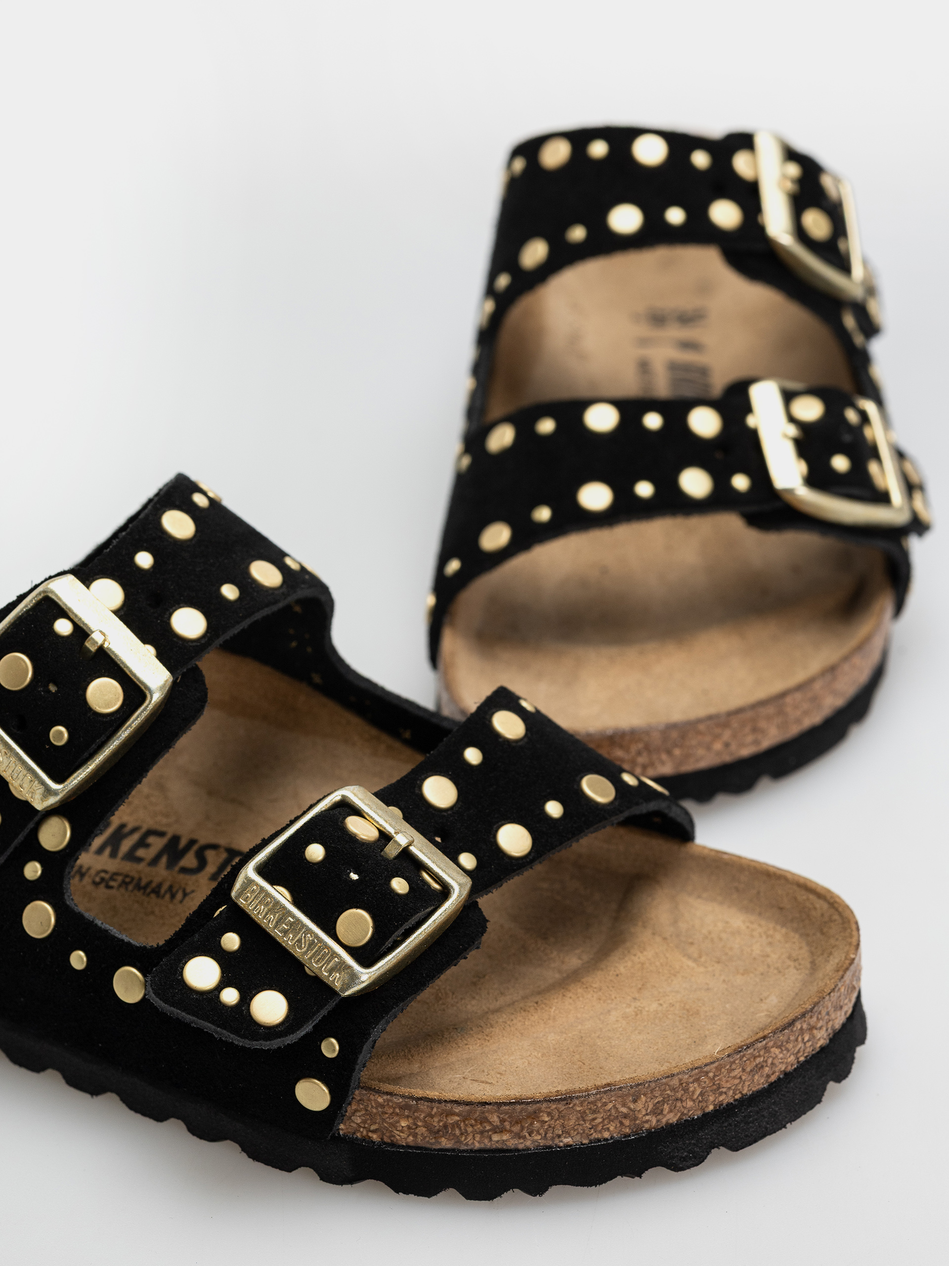 Шльопанці Birkenstock Arizona Rivets Suede Leather Narrow Wmn (black)